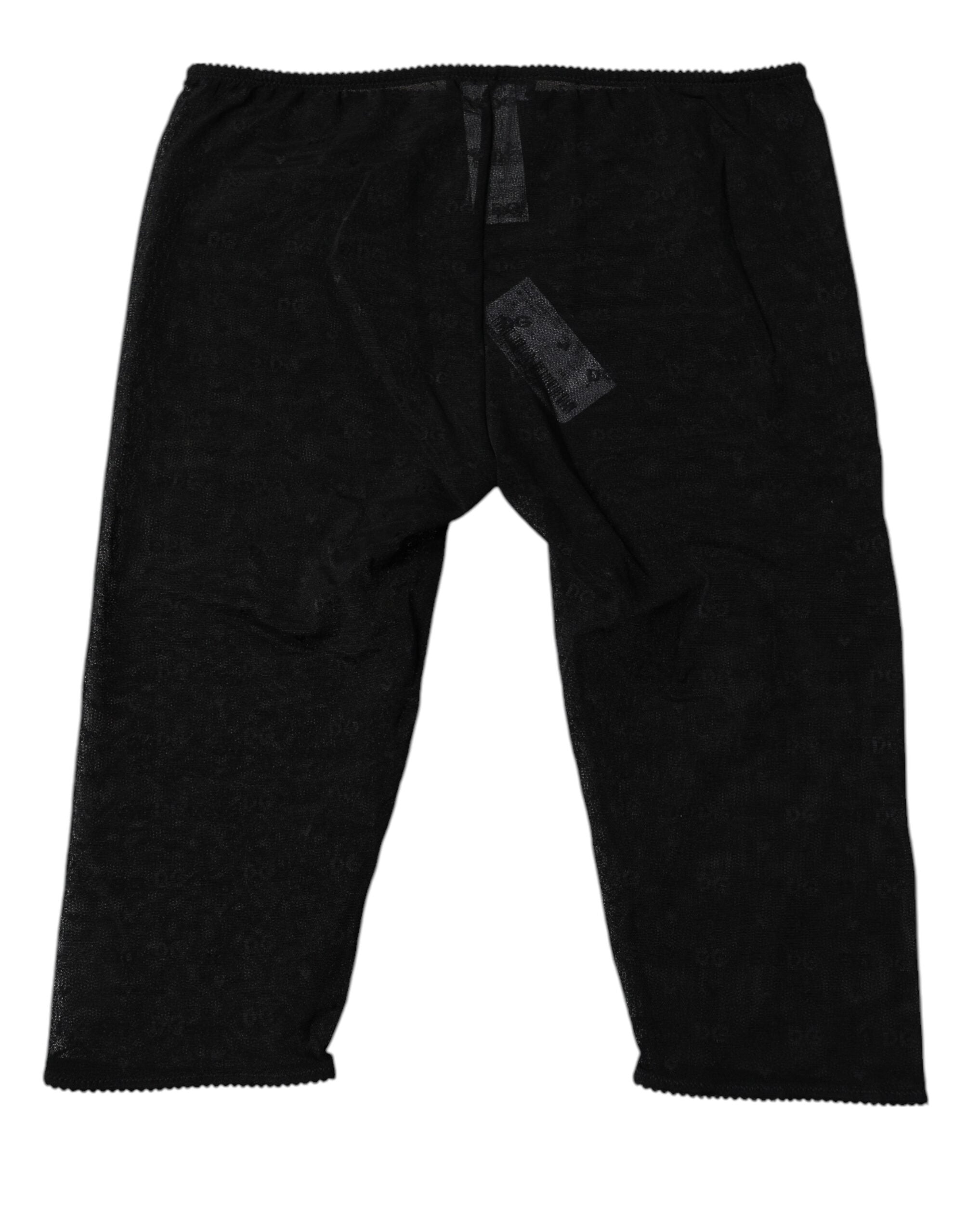 Dolce & Gabbana Schwarze Logo Spitze Dessous Gekürzte Enge Unterwäsche