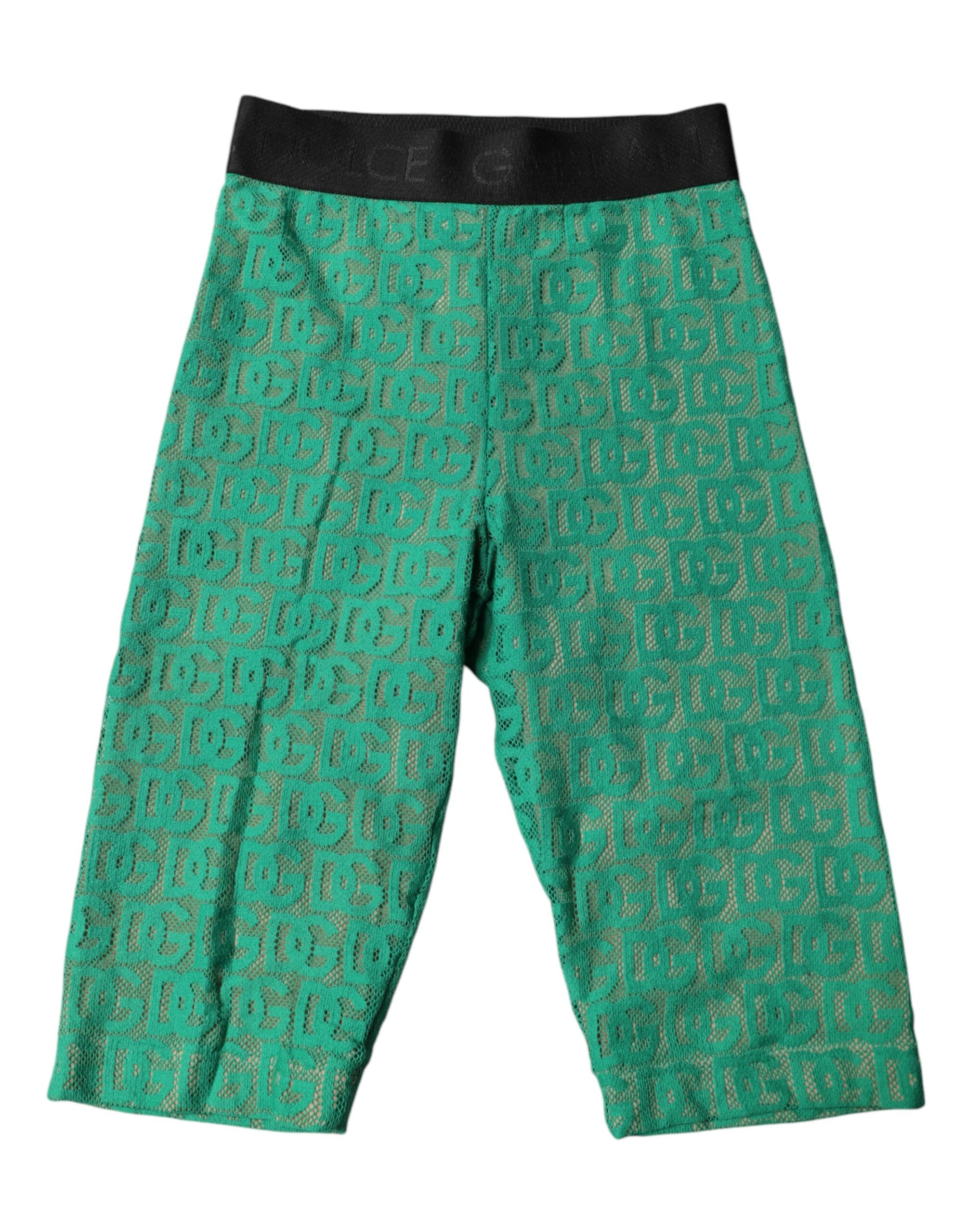 Dolce & Gabbana Grüne Logo-Monogramm-Kurzstrumpfhose Unterwäsche