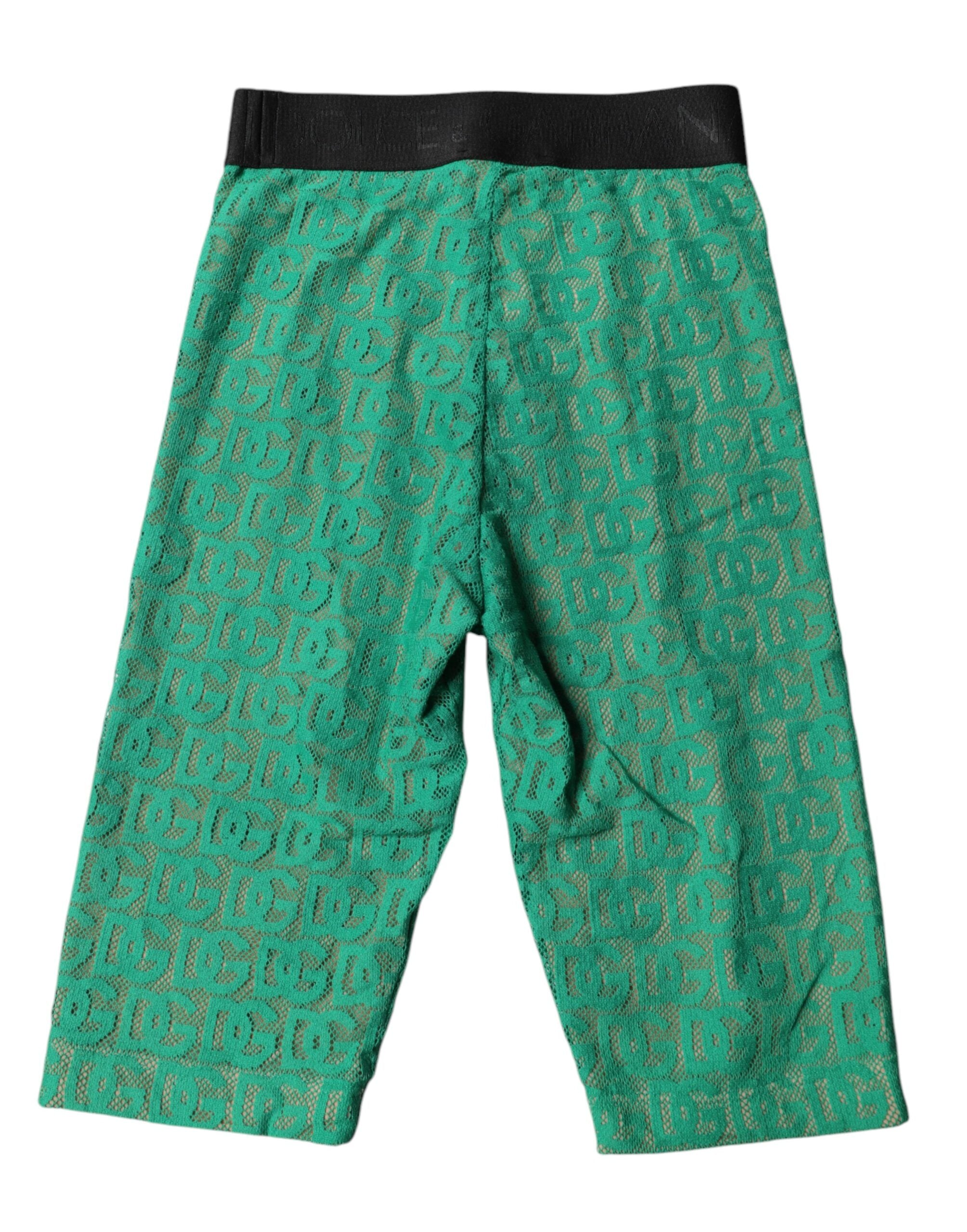Dolce & Gabbana Grüne Logo-Monogramm-Kurzstrumpfhose Unterwäsche