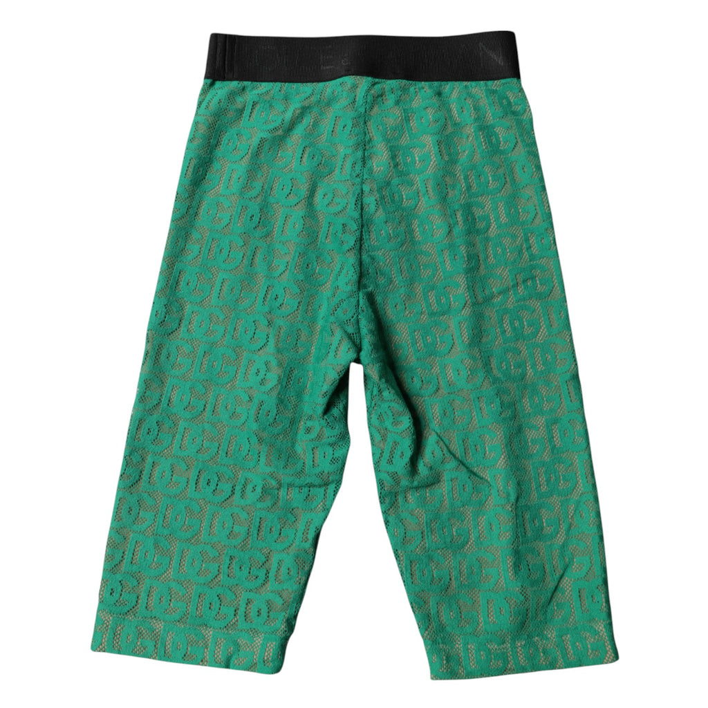 Dolce & Gabbana Grüne Logo-Monogramm-Kurzstrumpfhose Unterwäsche