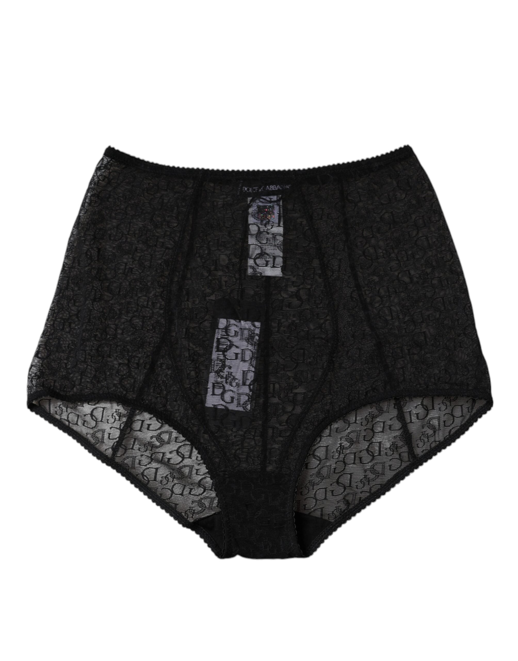 Dolce & Gabbana Schwarzes Logo-Mieder mit hoher Taille Höschen Unterwäsche