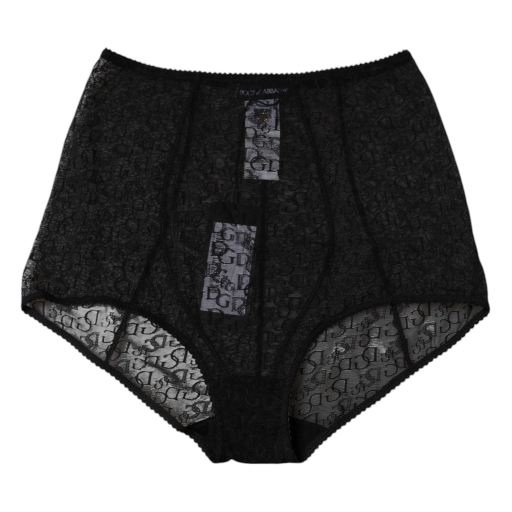 Dolce & Gabbana Schwarzes Logo-Mieder mit hoher Taille Höschen Unterwäsche