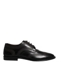 Dolce & Gabbana Black Embroidered Classic Leather Derby Shoes