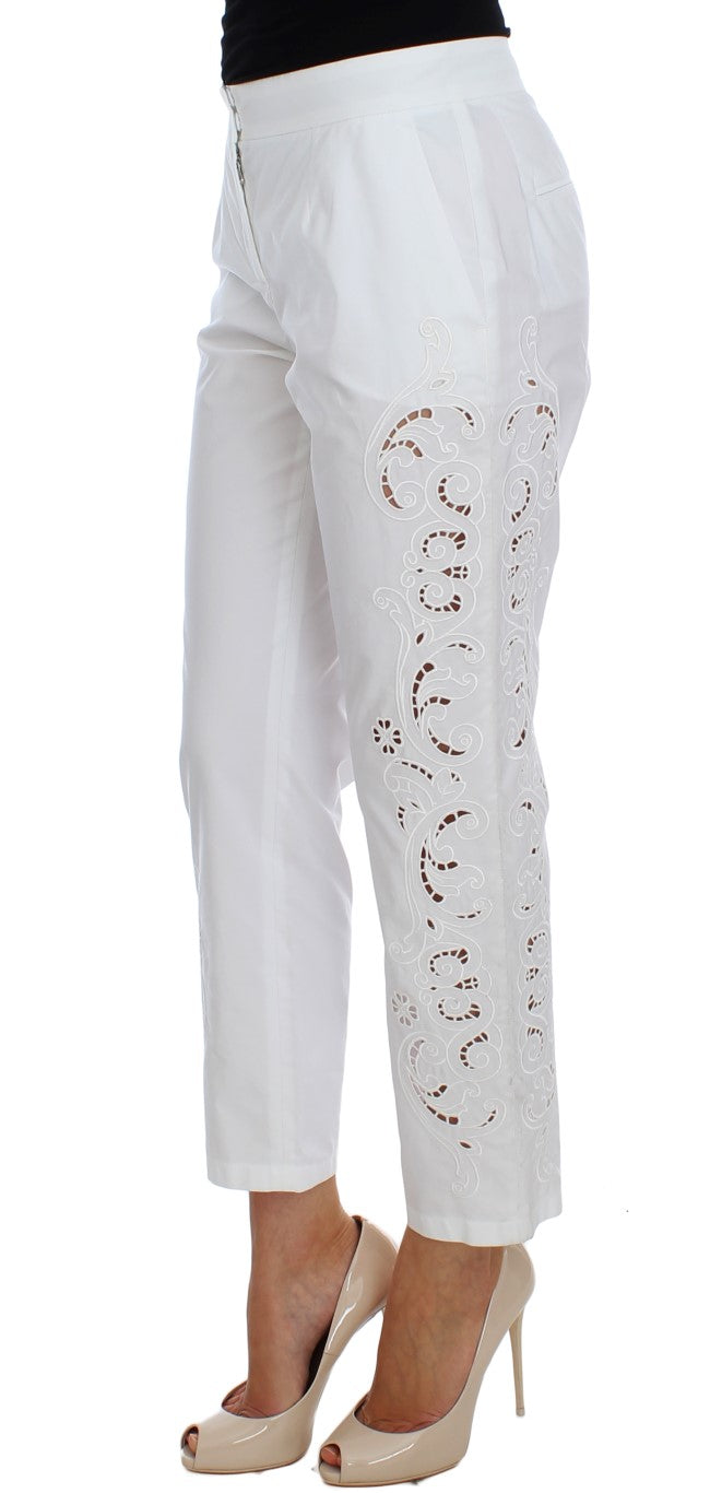 Dolce & Gabbana Weißes Kleid mit Blumenausschnitt Sicily-Hose