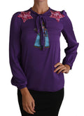Dolce & Gabbana Purple Blouse Prince Fairytale Embellished Top