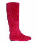 Dolce & Gabbana Pink Lambskin Leather Flat Boots Shoes