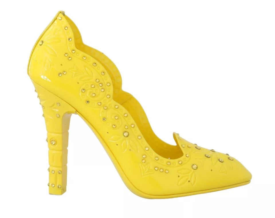 Dolce & Gabbana Gelbe Crystal Heels CINDERELLA Schuhe