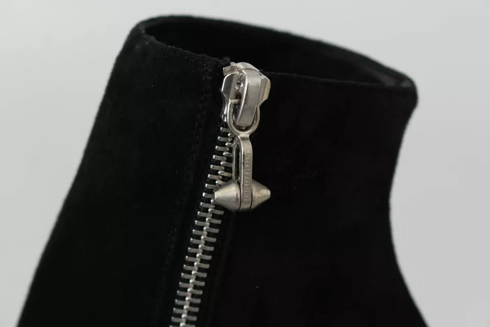 Philipp Plein Schwarz Wildleder Nieten Absätze Stiefeletten Schuhe