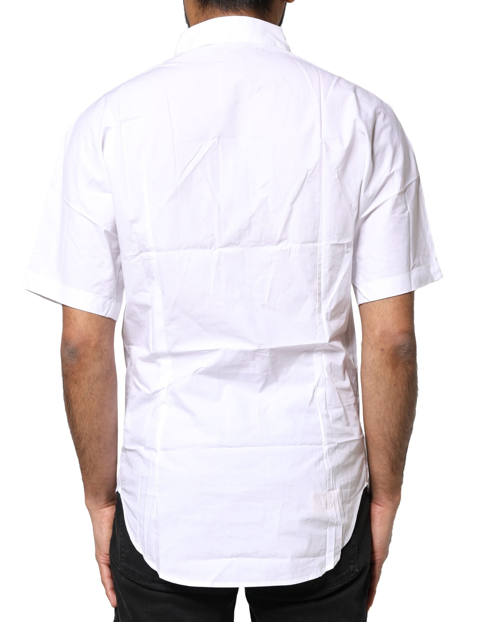 Dolce & Gabbana Men's White Cotton Polo Shirt with Button Placket