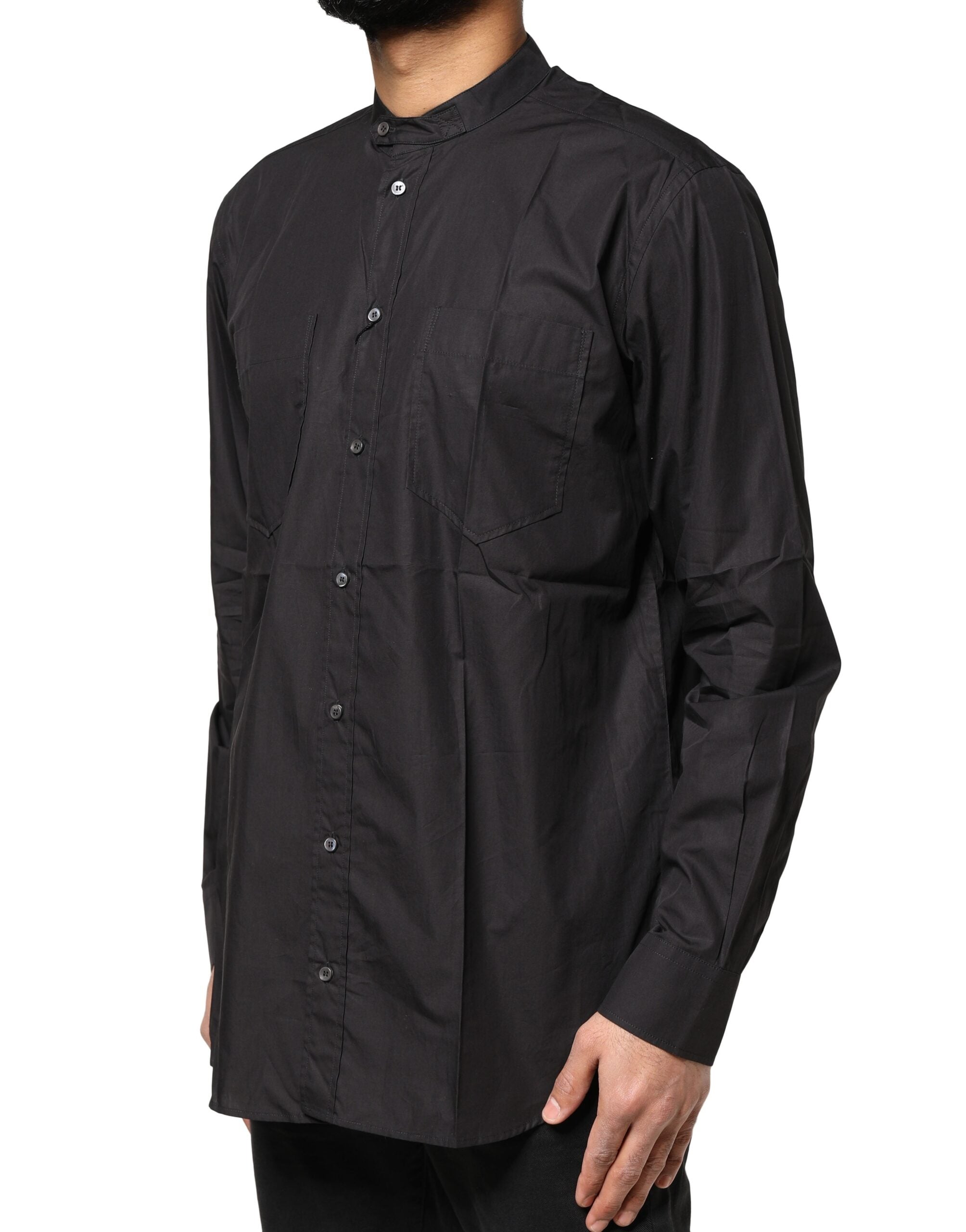 Dolce & Gabbana Men's Black Cotton Button-Down Shirt