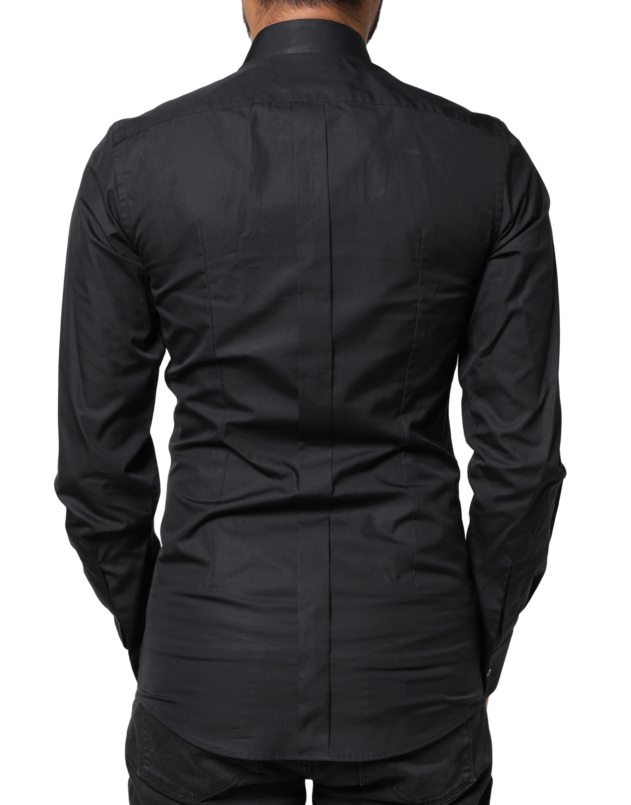 Dolce & Gabbana Black Love Embroidery Gold Formal Shirt