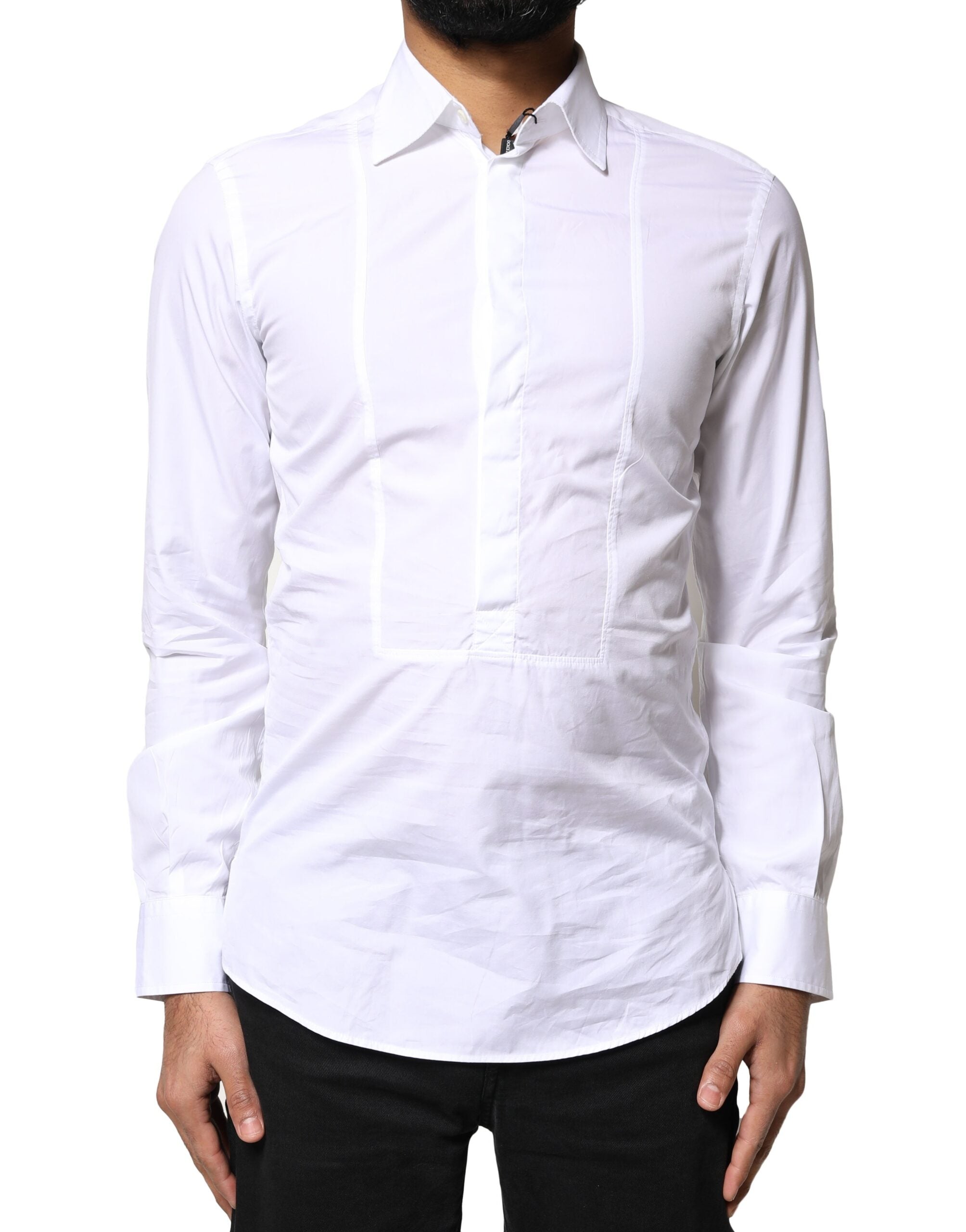 Dolce & Gabbana White Cotton Long-Sleeve Formal Shirt