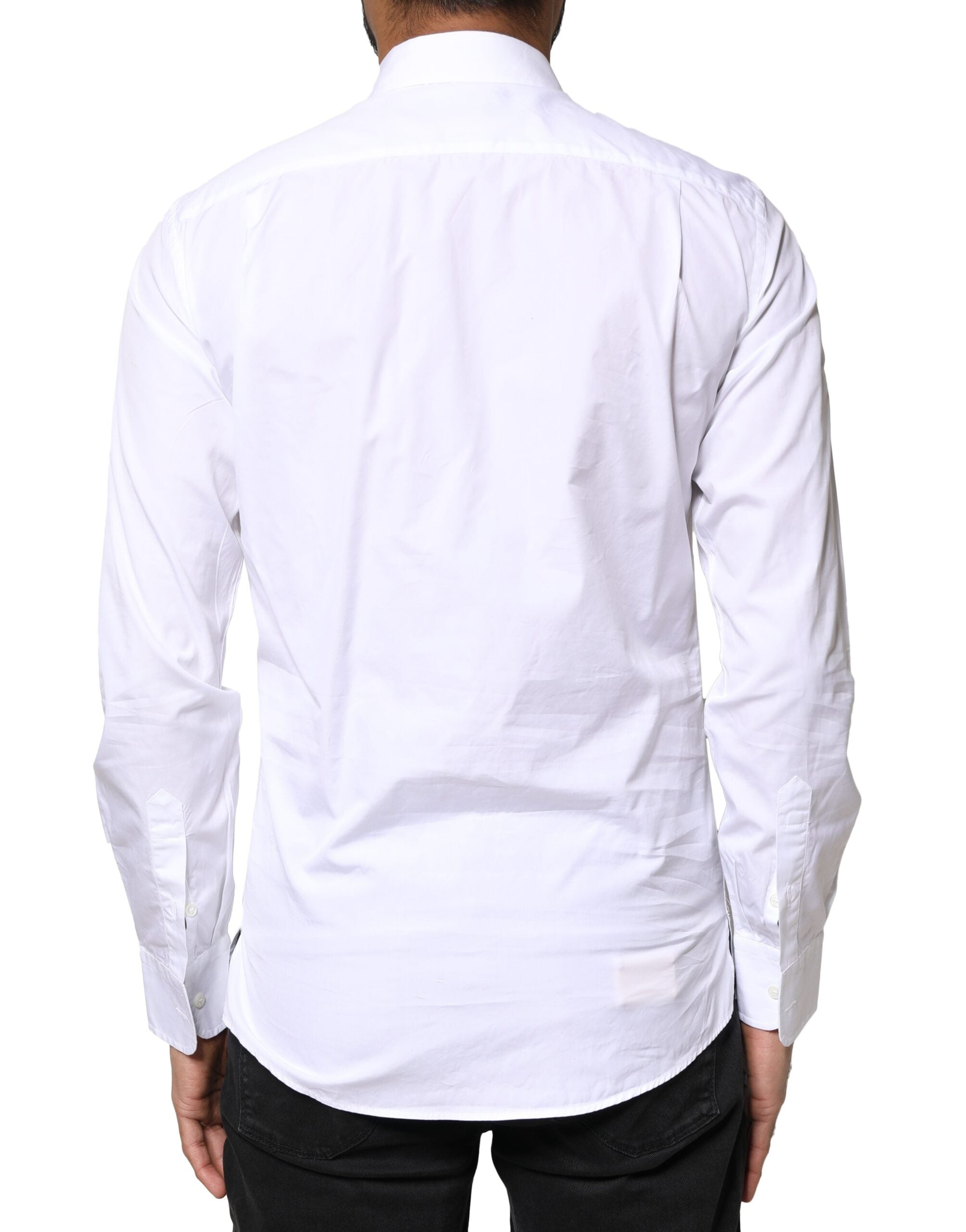 Dolce & Gabbana White Cotton Long-Sleeve Formal Shirt