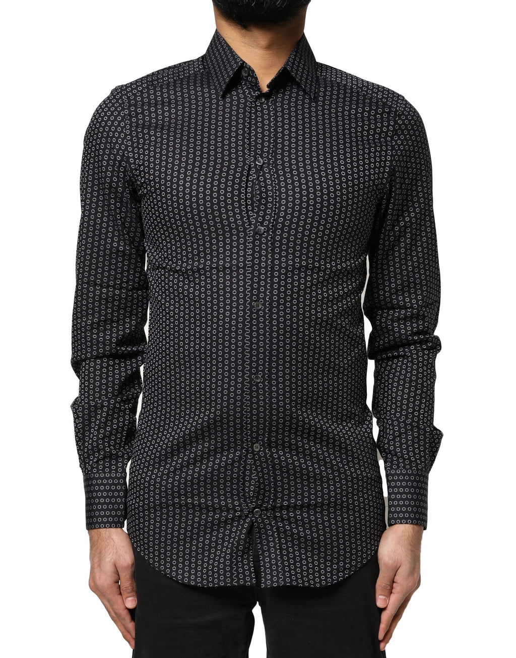 Dolce & Gabbana Men's Black GOLD Patterned Cotton Shirt
