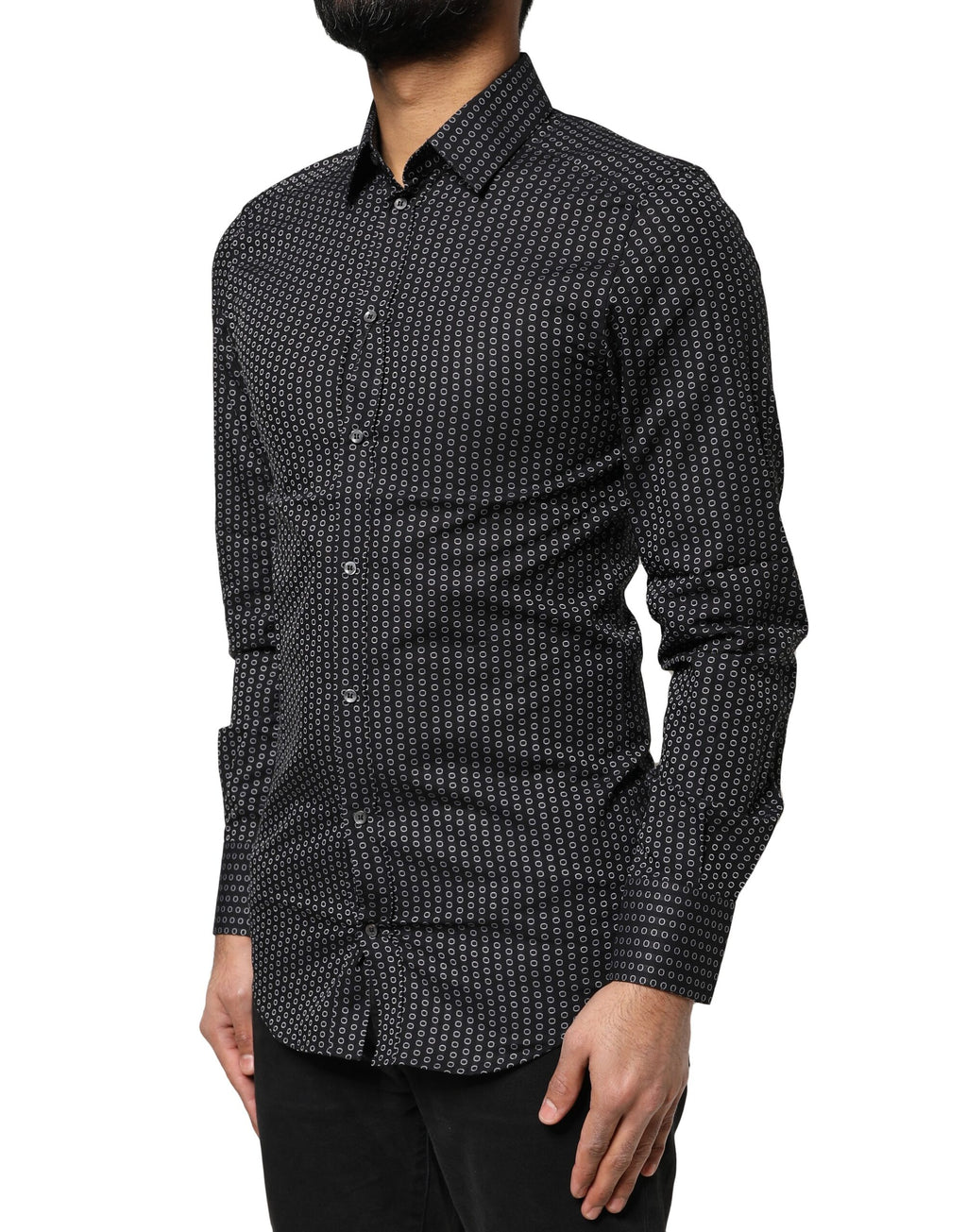 Dolce & Gabbana Men's Black GOLD Patterned Cotton Shirt