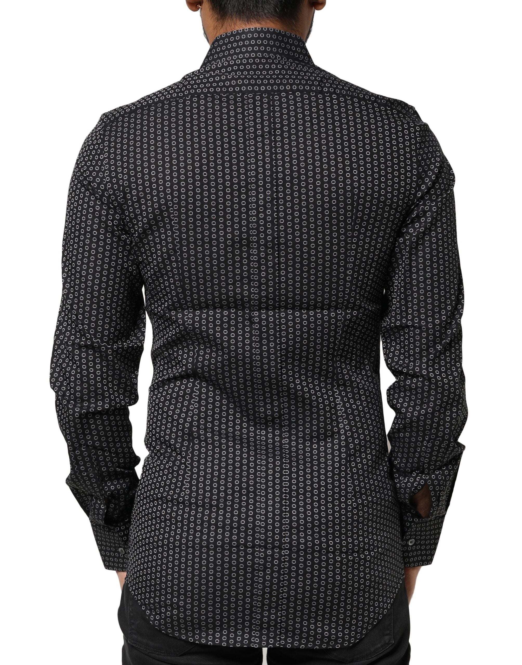 Dolce & Gabbana Men's Black GOLD Patterned Cotton Shirt