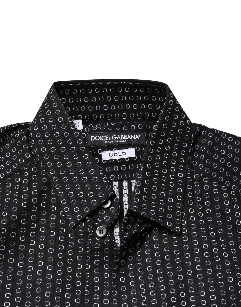 Dolce & Gabbana Men's Black GOLD Patterned Cotton Shirt