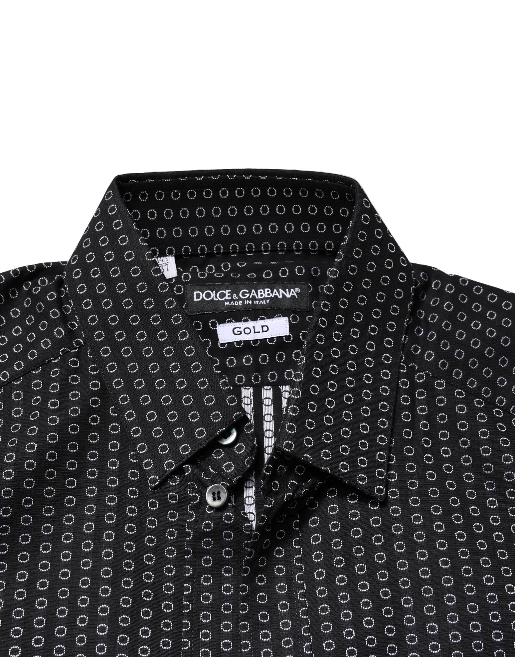 Dolce & Gabbana Men's Black GOLD Patterned Cotton Shirt
