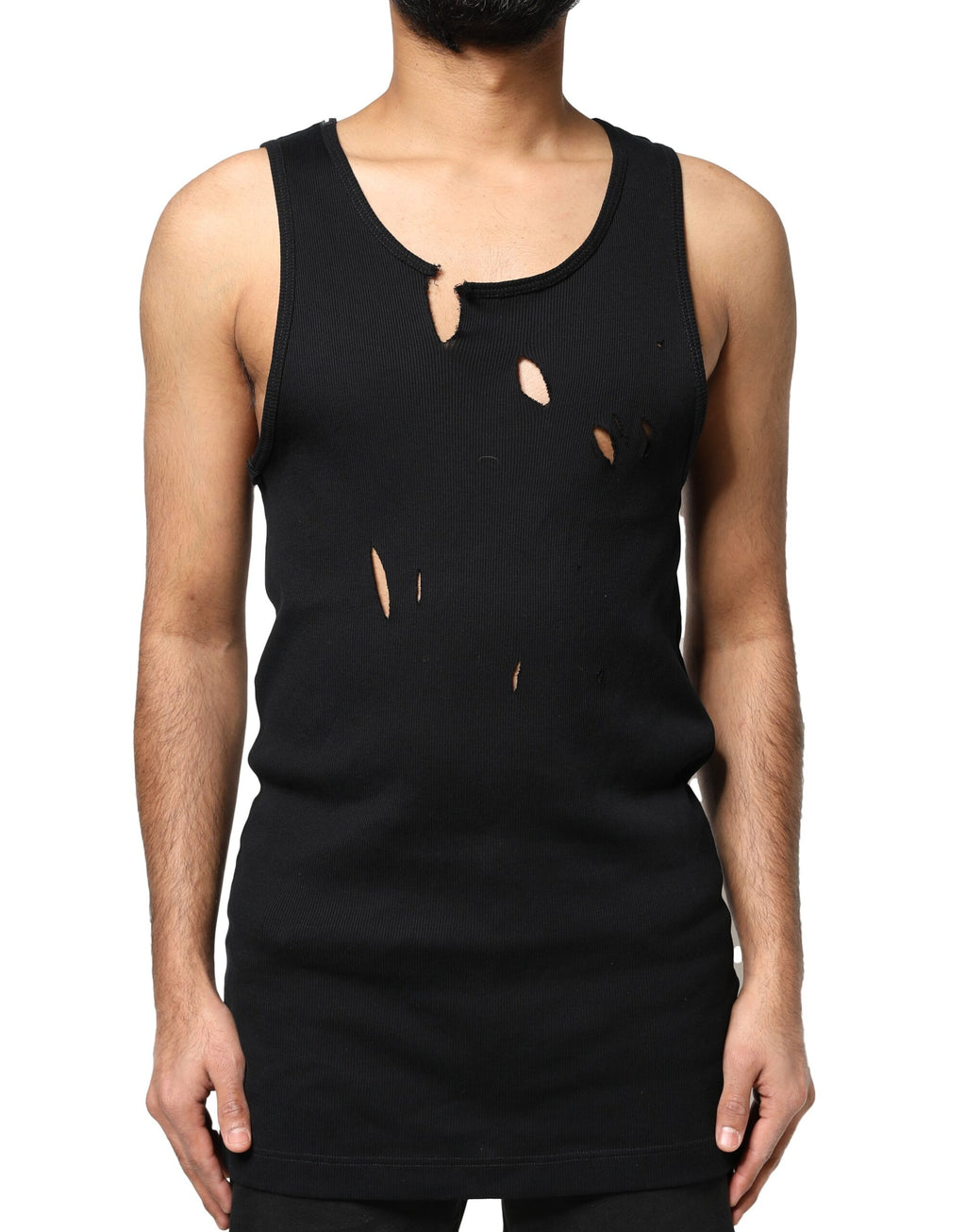 Dolce & Gabbana Black Cotton Rib Style Sleeveless Men's Tank T-Shirt