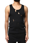 Dolce & Gabbana Black Cotton Rib Style Sleeveless Men's Tank T-Shirt