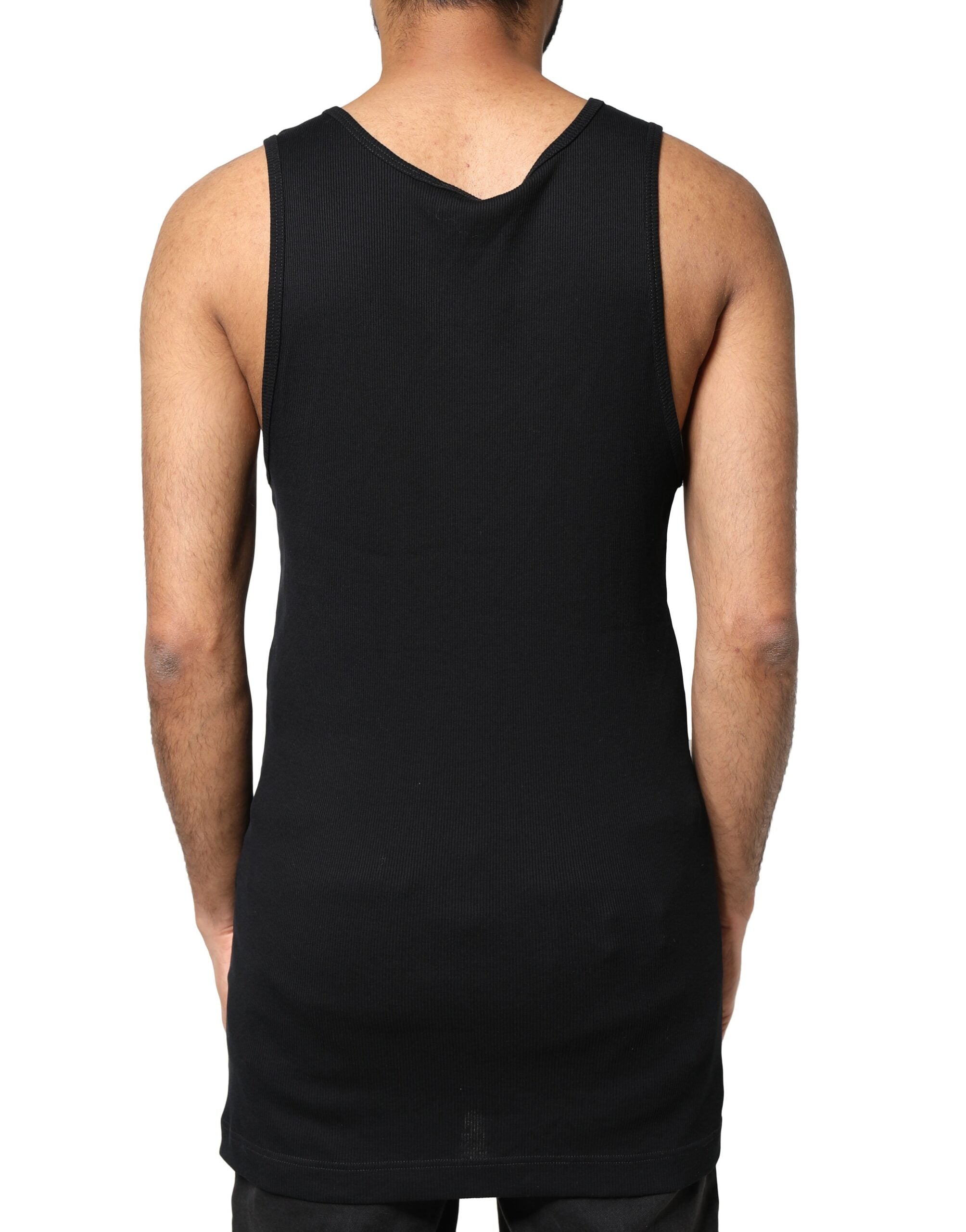 Dolce & Gabbana Black Cotton Rib Style Sleeveless Men's Tank T-Shirt