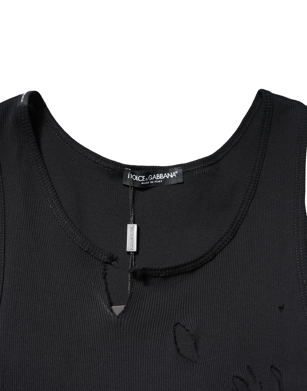 Dolce & Gabbana Black Cotton Rib Style Sleeveless Men's Tank T-Shirt