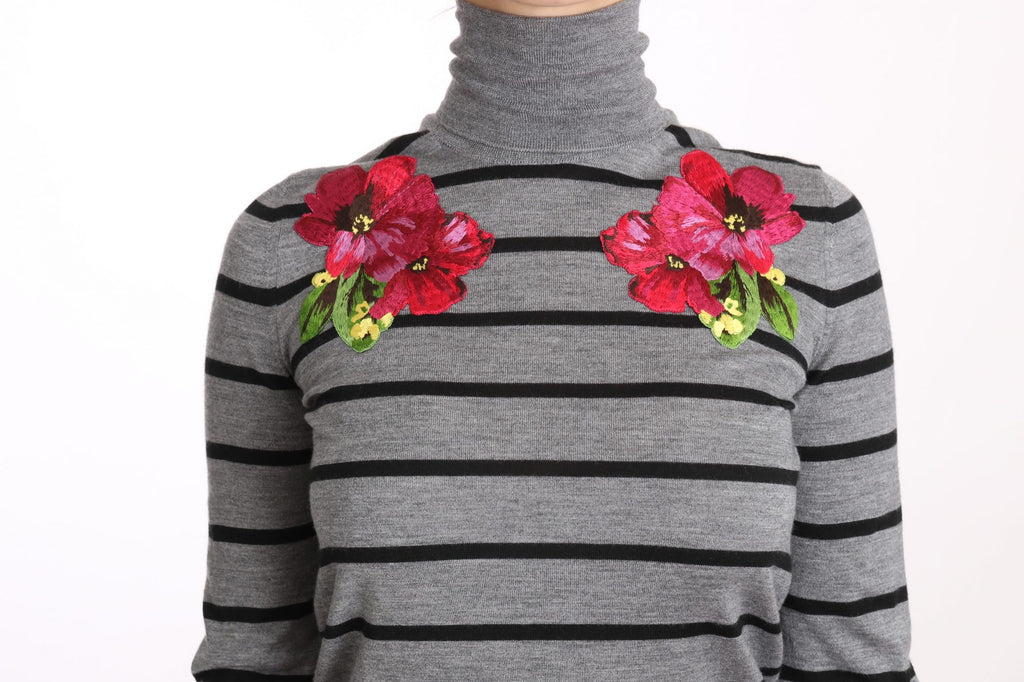 Dolce & Gabbana Grauer Rollkragenpullover aus Kaschmir und Seide