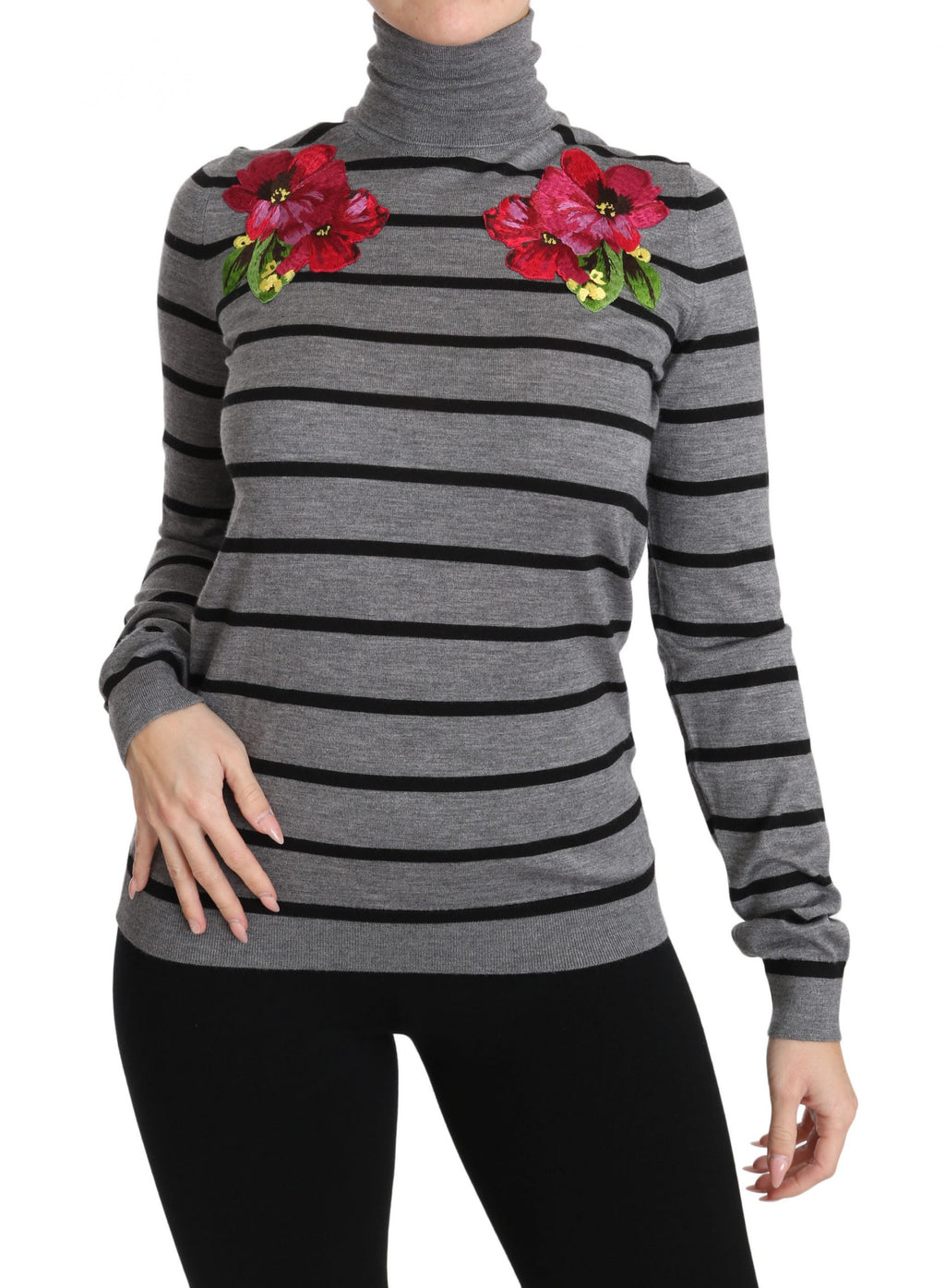 Dolce & Gabbana Grauer Rollkragenpullover aus Kaschmir und Seide