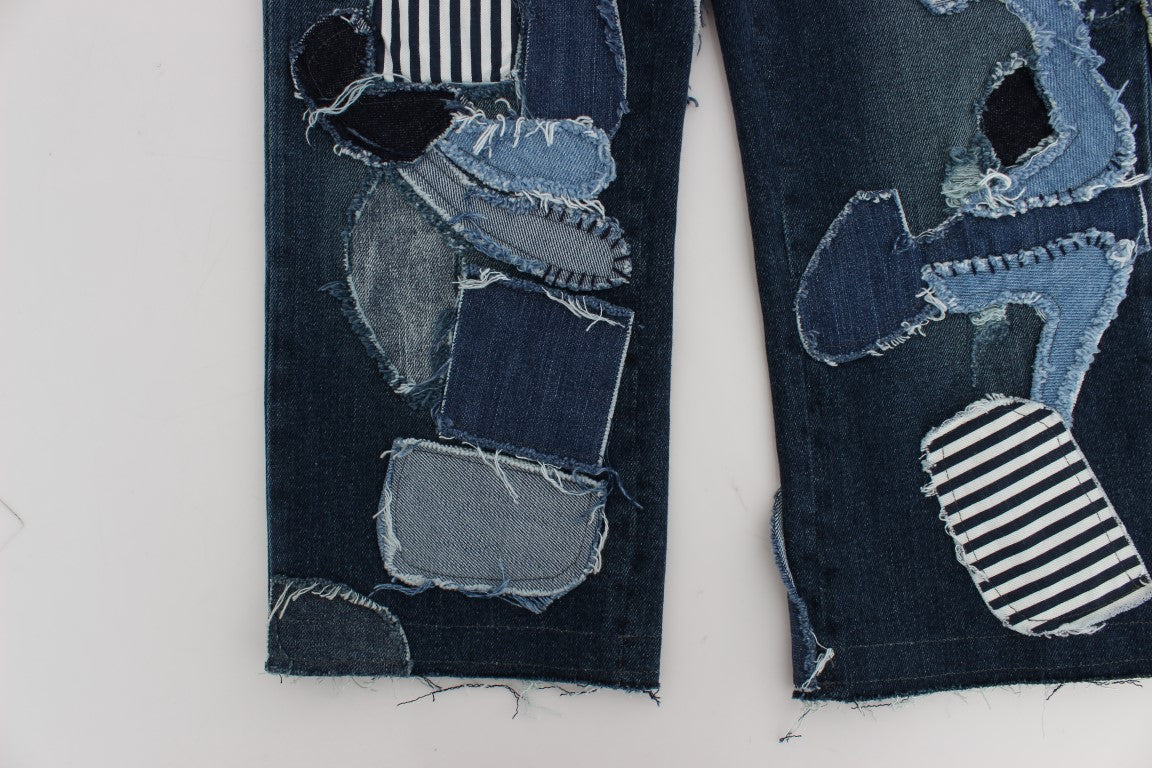 Dolce & Gabbana Blaue Patchwork Jeans-Shorts aus Stretch