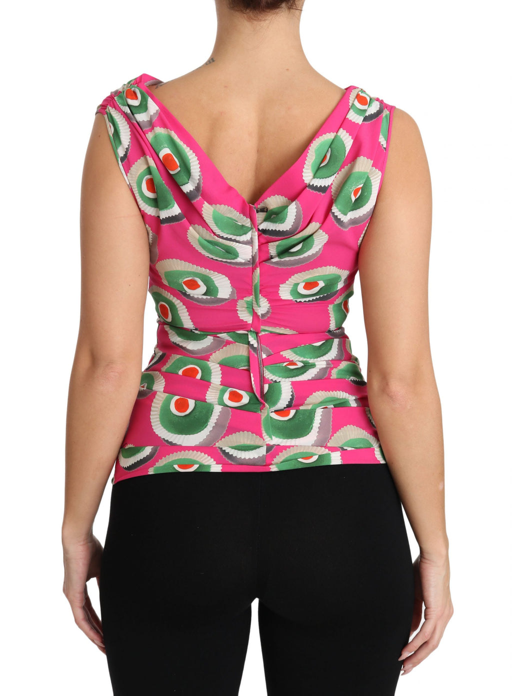 Dolce & Gabbana Pink Stretch Silk Sicilian Bustier Top