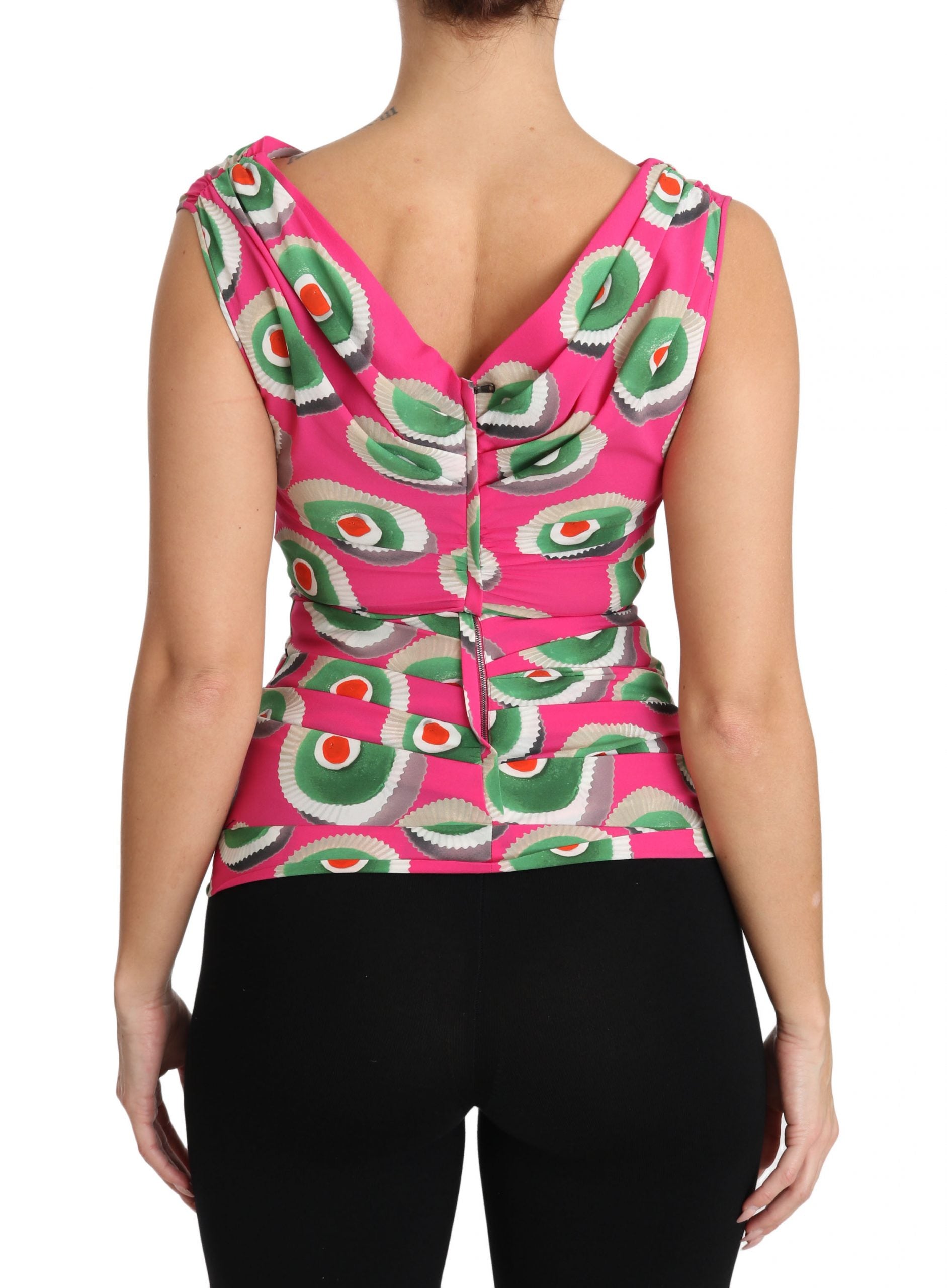 Dolce & Gabbana Pink Stretch Silk Sicilian Bustier Top