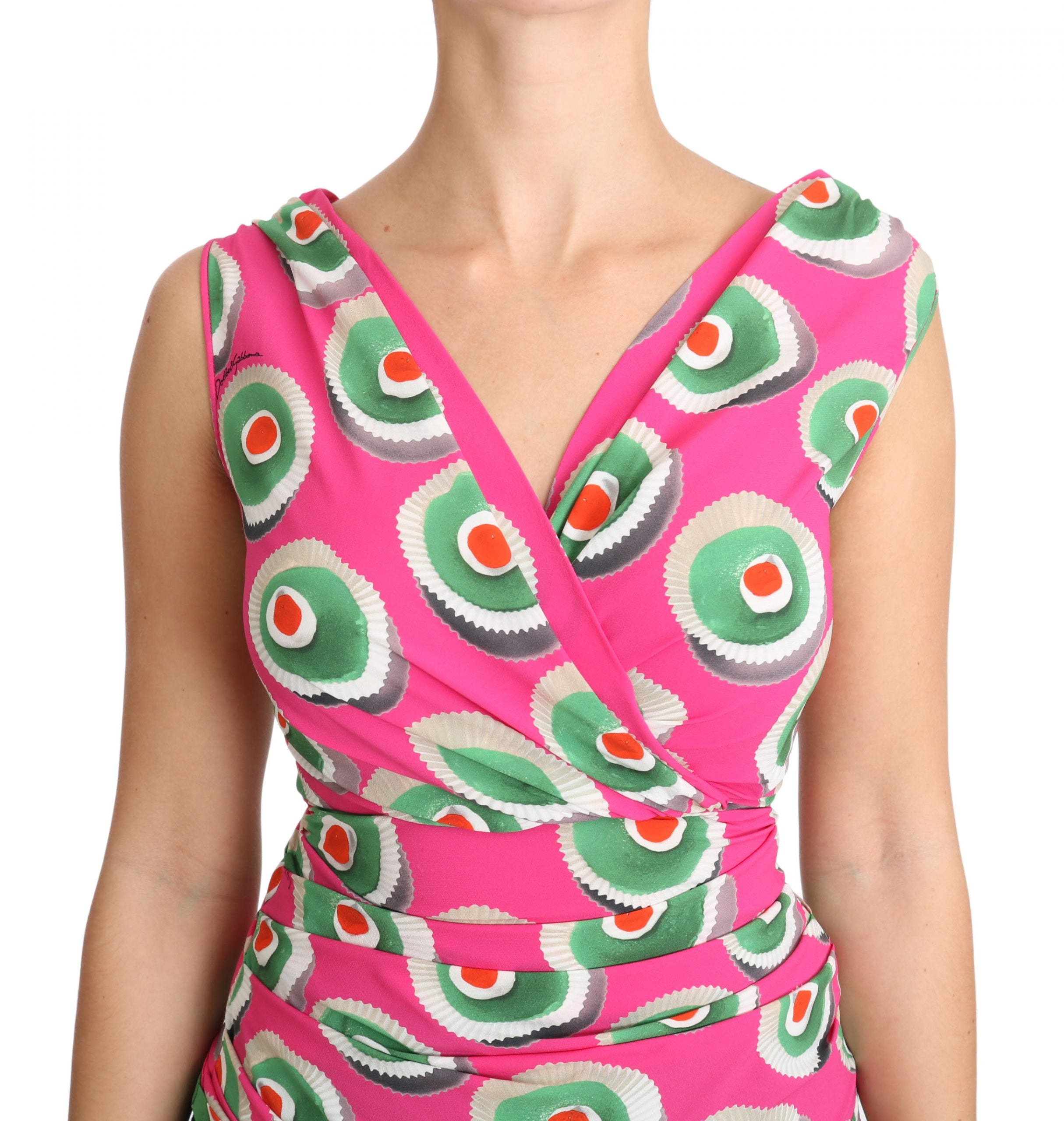 Dolce & Gabbana Pink Stretch Silk Sicilian Bustier Top