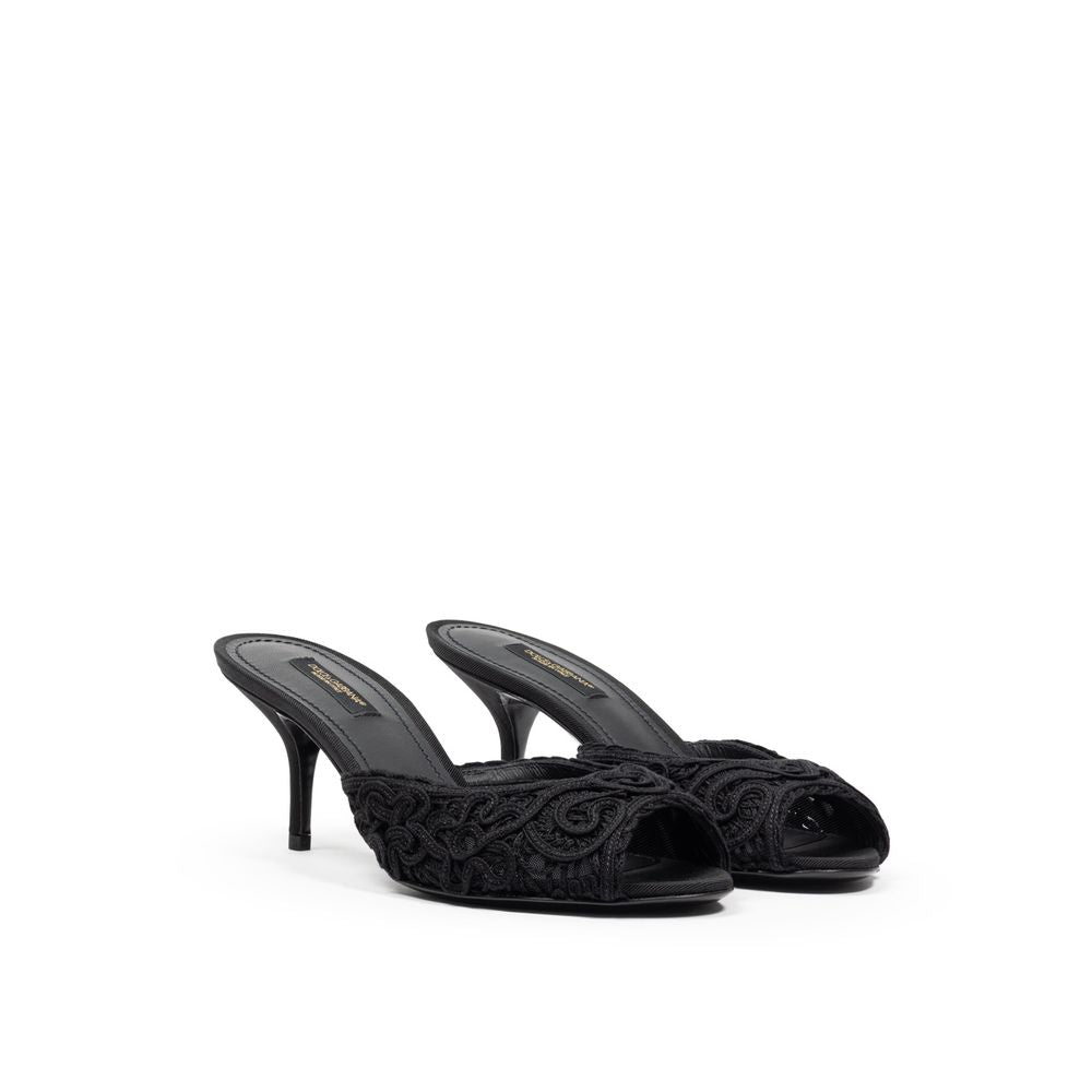 Dolce & Gabbana Schwarze Baumwoll-Pantoletten