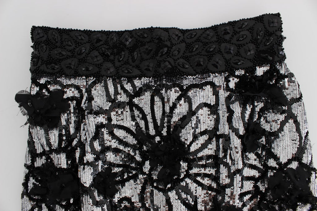 Dolce & Gabbana Black Crystal Sequin Mini Shorts
