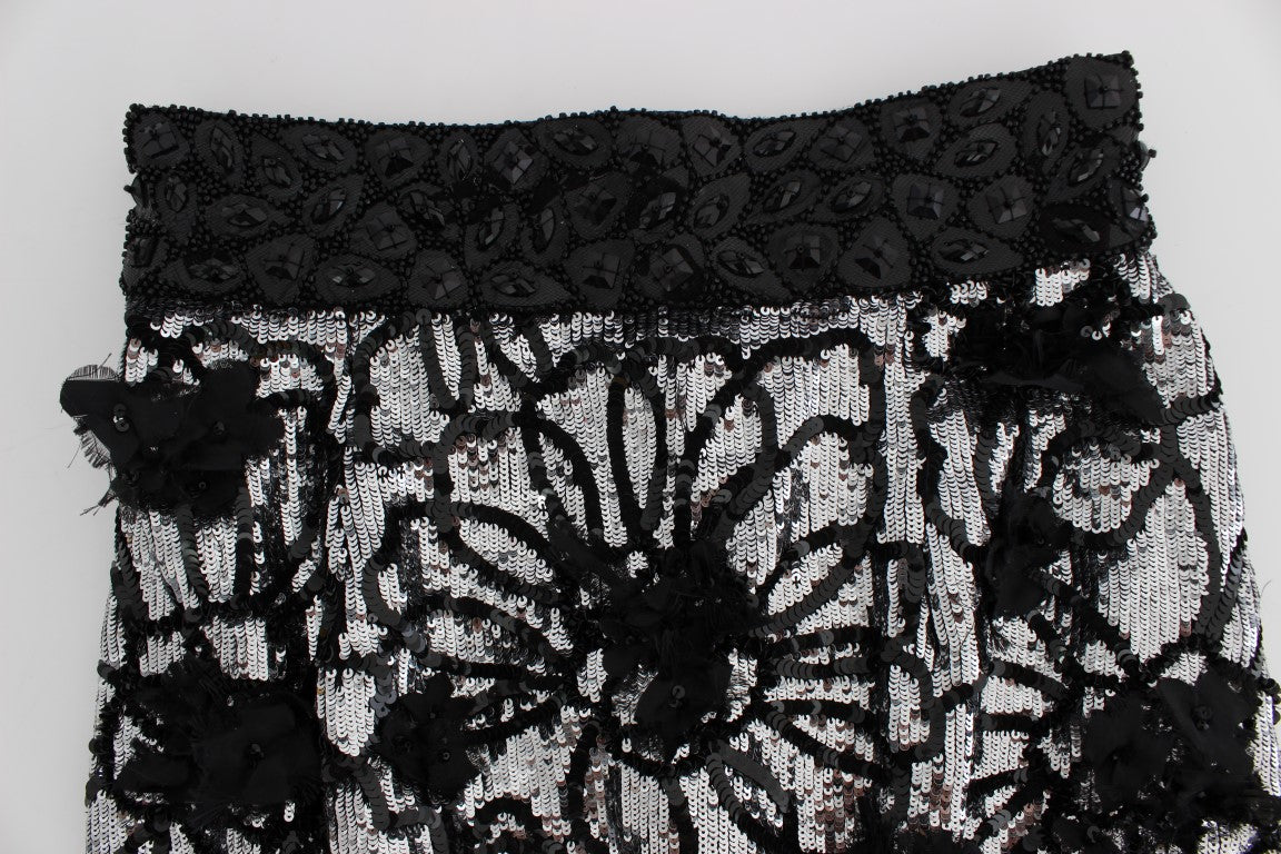 Dolce & Gabbana Black Crystal Sequin Mini Shorts