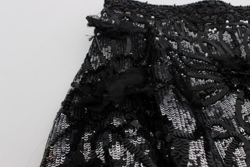 Dolce & Gabbana Black Crystal Sequin Mini Shorts