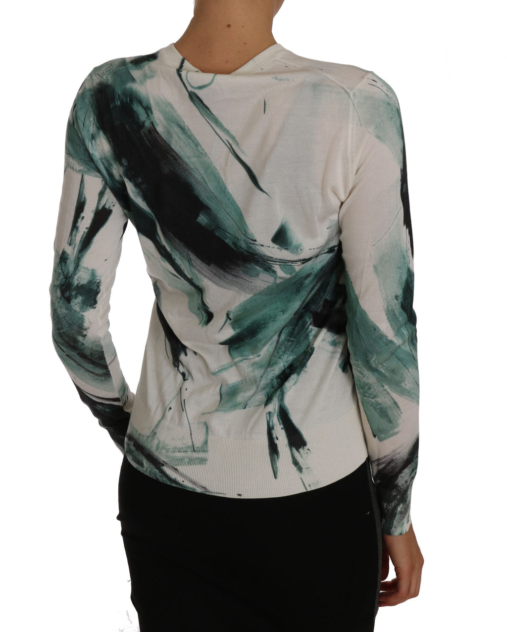 Dolce & Gabbana White Silk Cardigan Lightweight Brushstroke Sweater