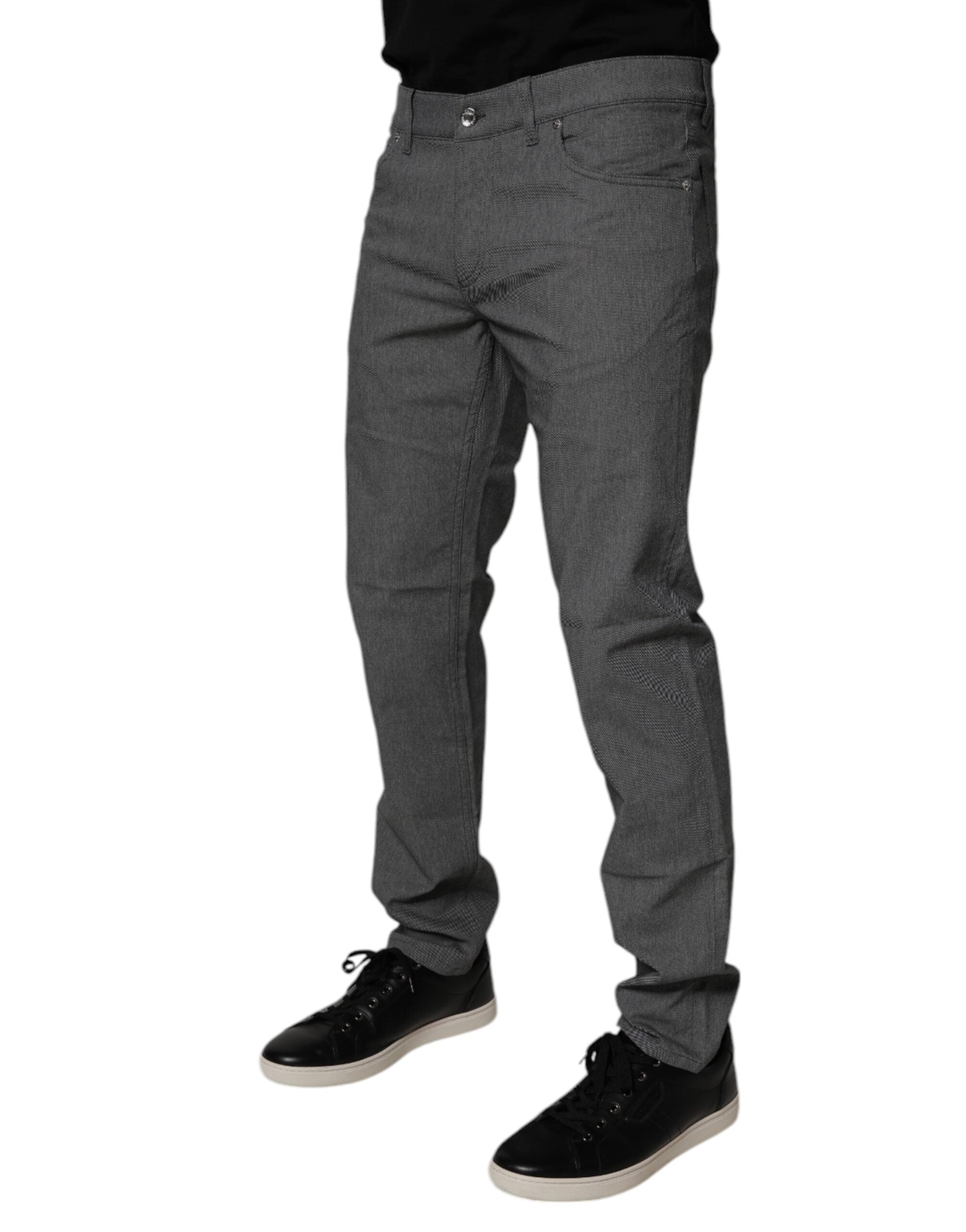 Dolce & Gabbana Grey Cotton-Blend Stretch Skinny Denim Jeans