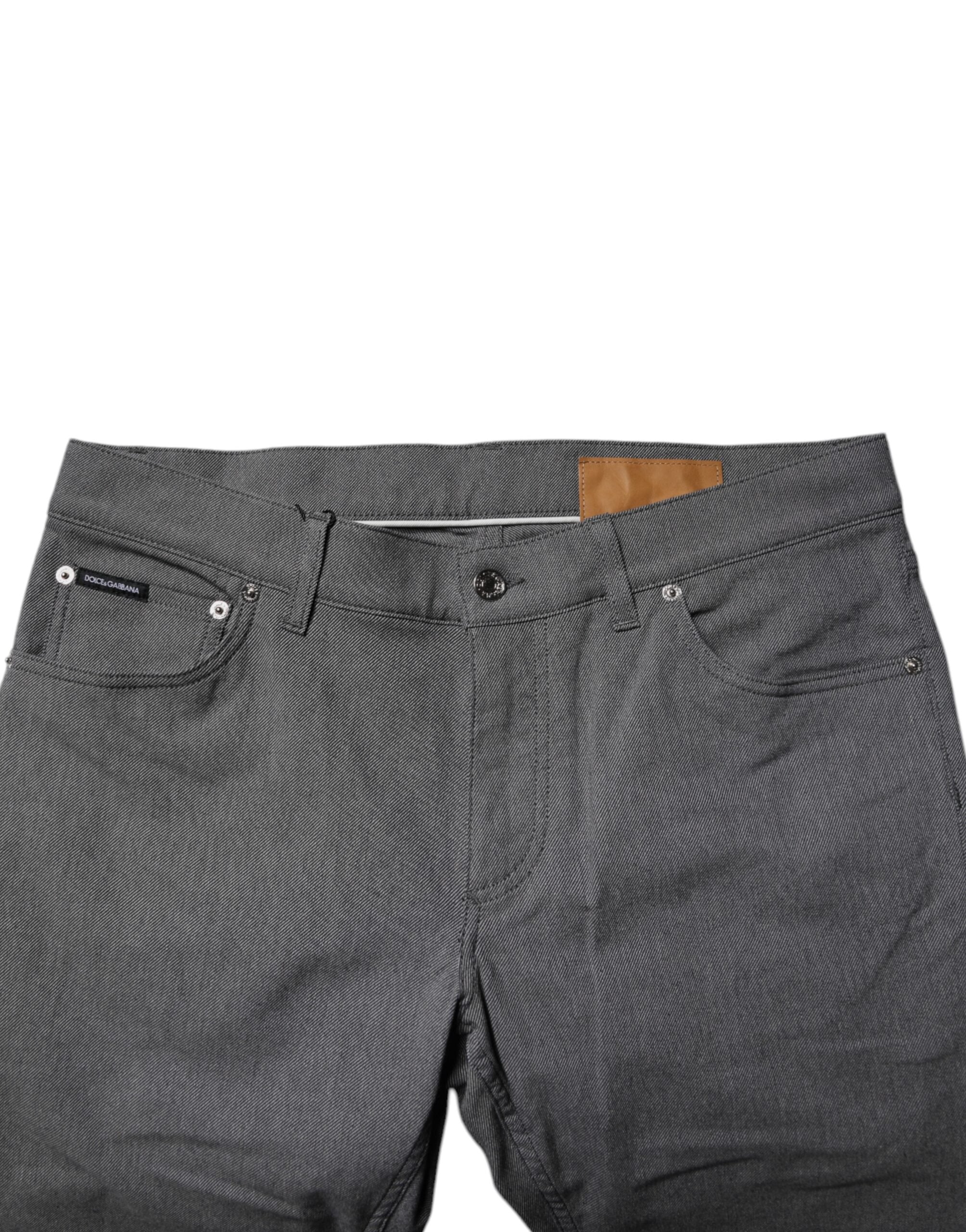 Dolce & Gabbana Grey Cotton-Blend Stretch Skinny Denim Jeans