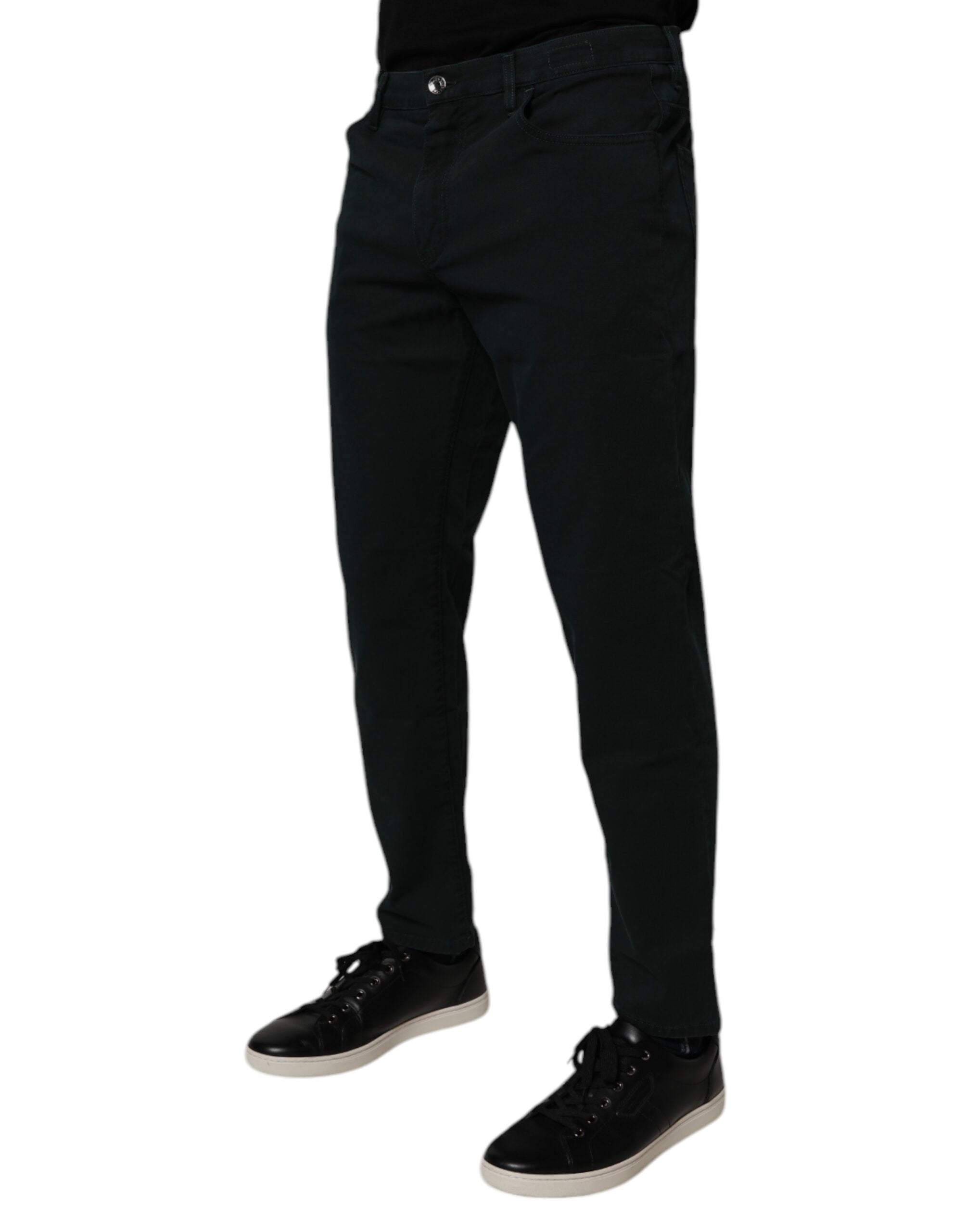 Dolce & Gabbana Dark Green Cotton Loose Men's Denim Jeans