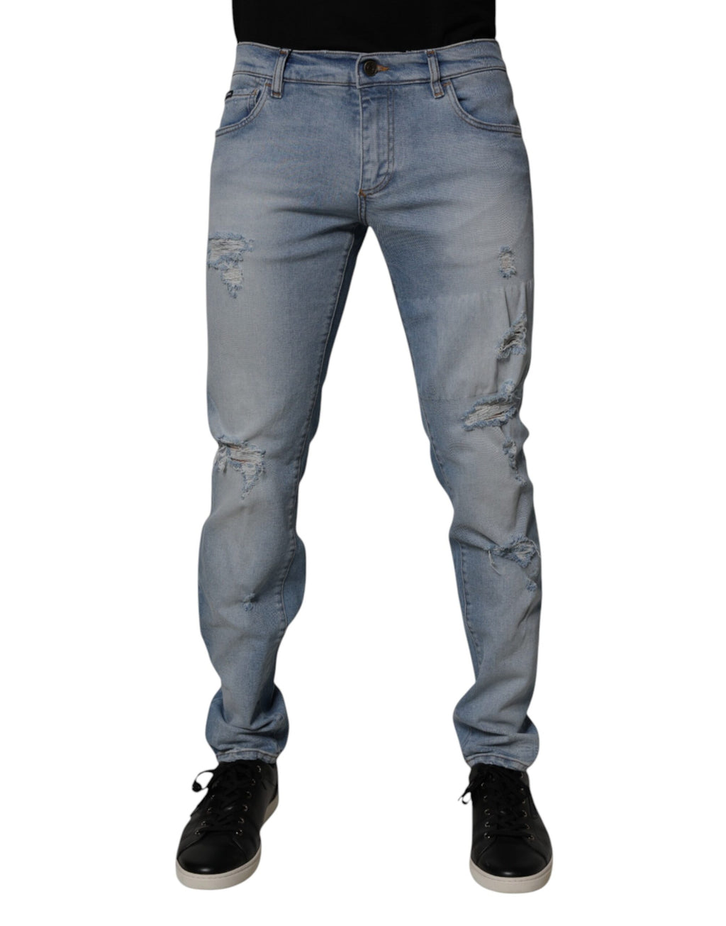 Dolce & Gabbana Blue Distressed Cotton Skinny Men's Denim Jeans