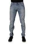Dolce & Gabbana Blue Distressed Cotton Skinny Men's Denim Jeans