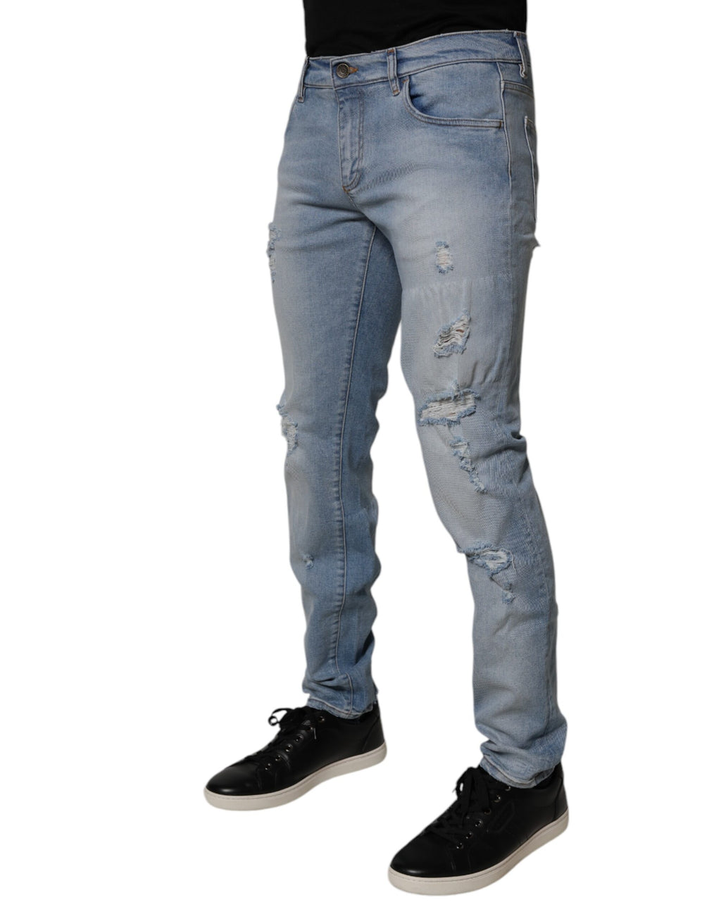 Dolce & Gabbana Blue Distressed Cotton Skinny Men's Denim Jeans