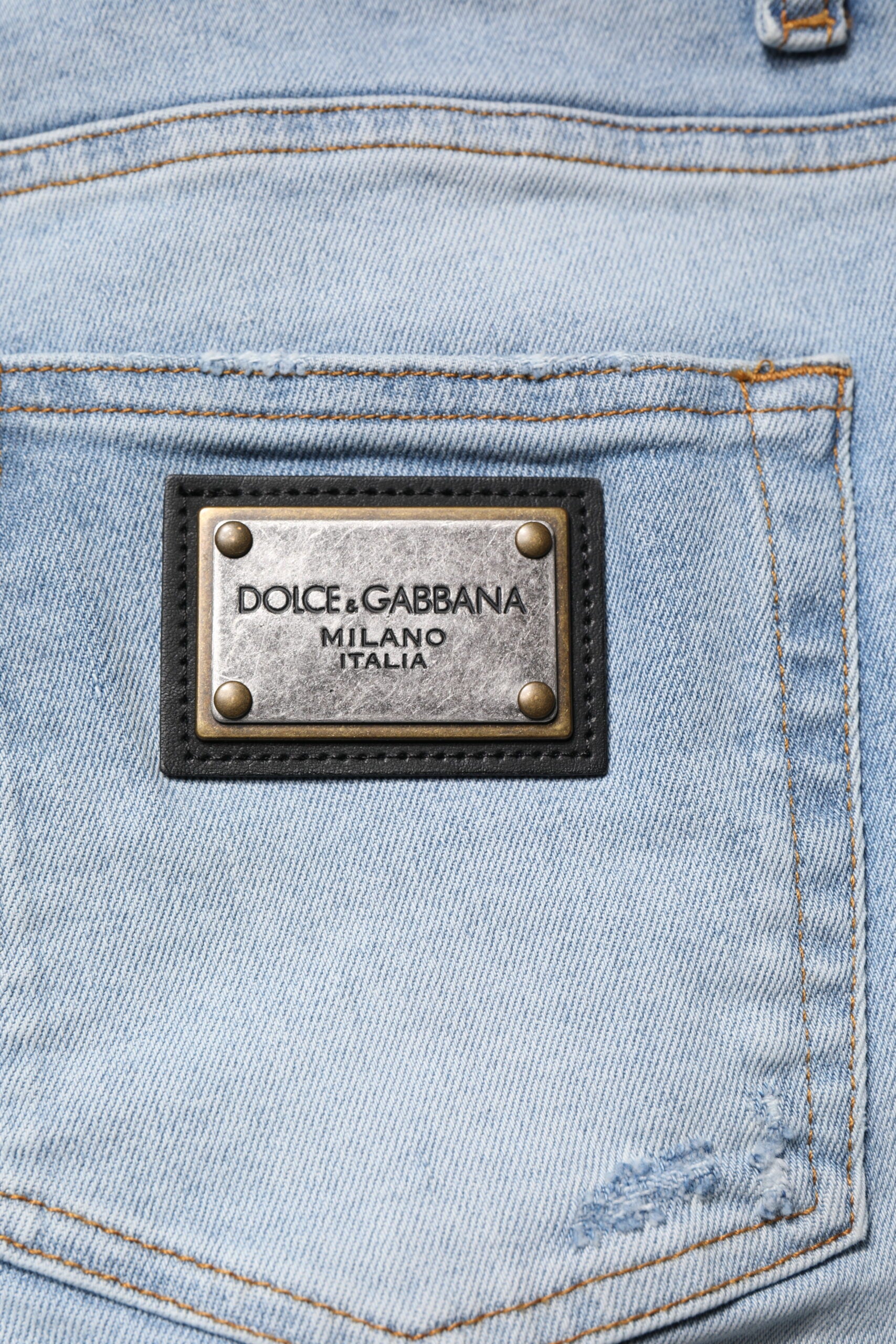 Dolce & Gabbana Blue Distressed Cotton Skinny Men's Denim Jeans