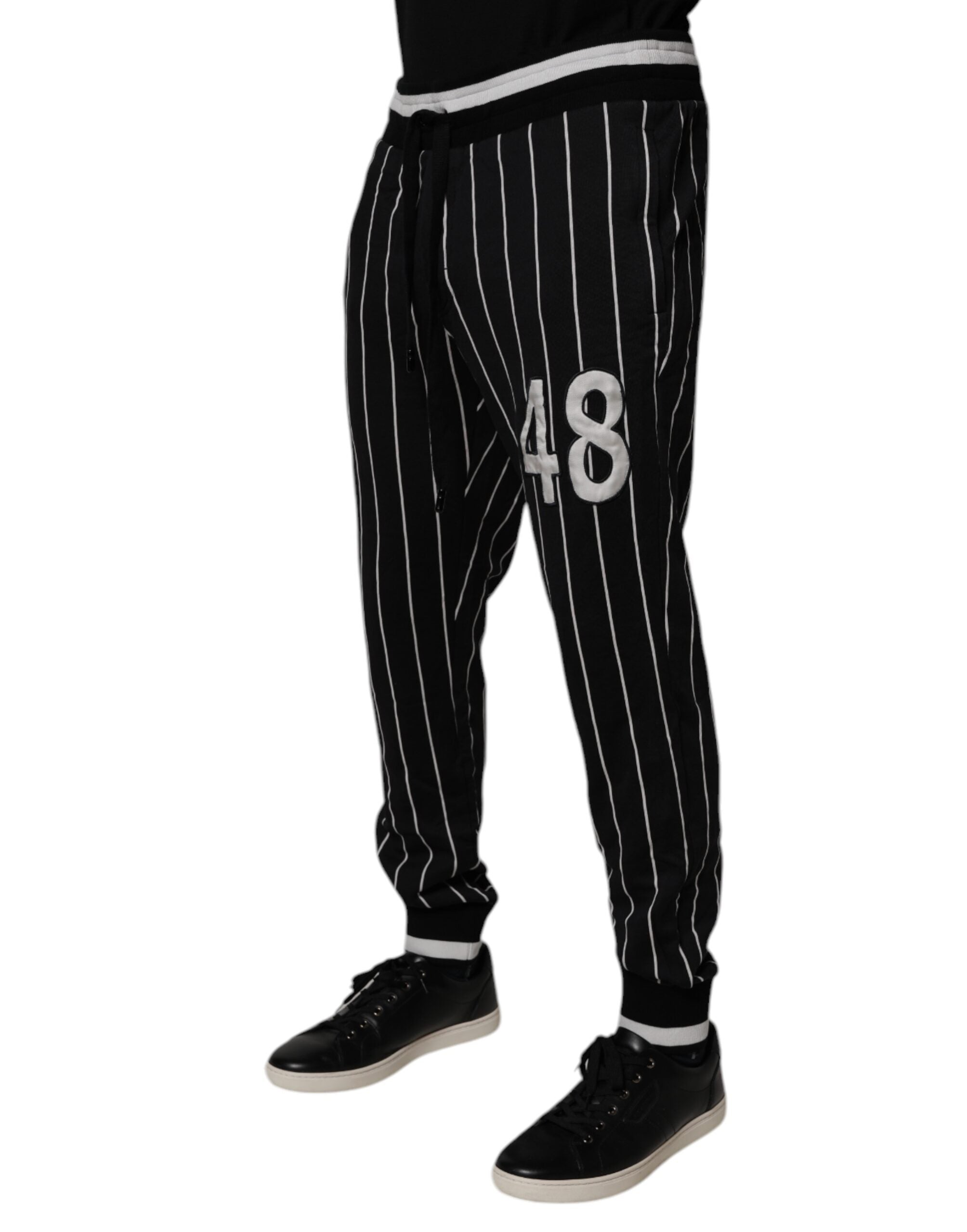 Dolce & Gabbana Black and White Striped Jogger Sweatpants
