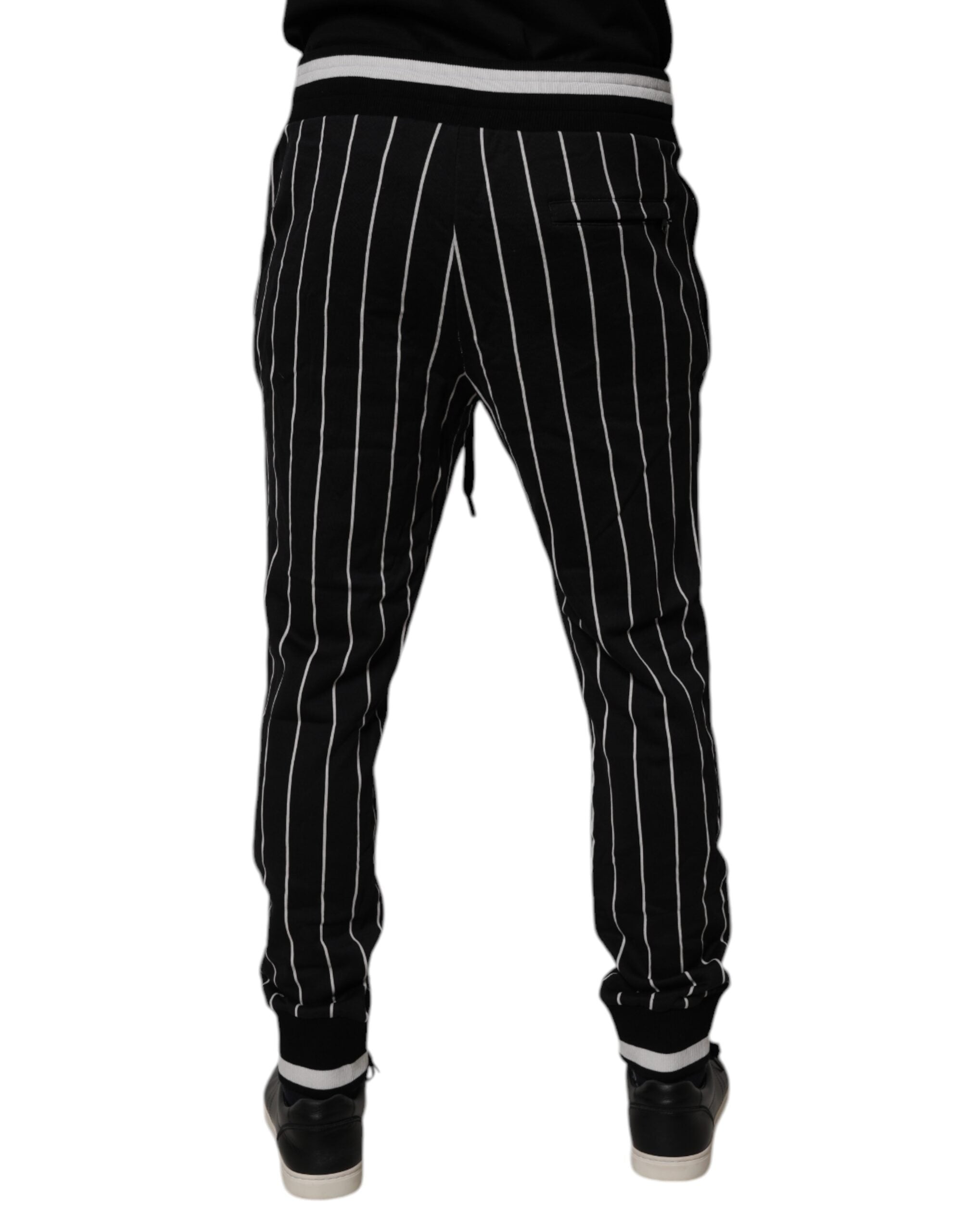 Dolce & Gabbana Black and White Striped Jogger Sweatpants