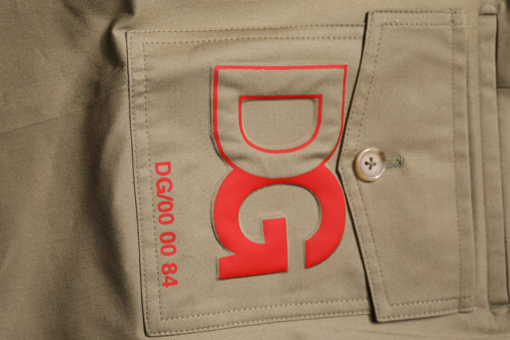 Dolce & Gabbana Dunkle khakifarbene Baumwoll-Tapered Pants