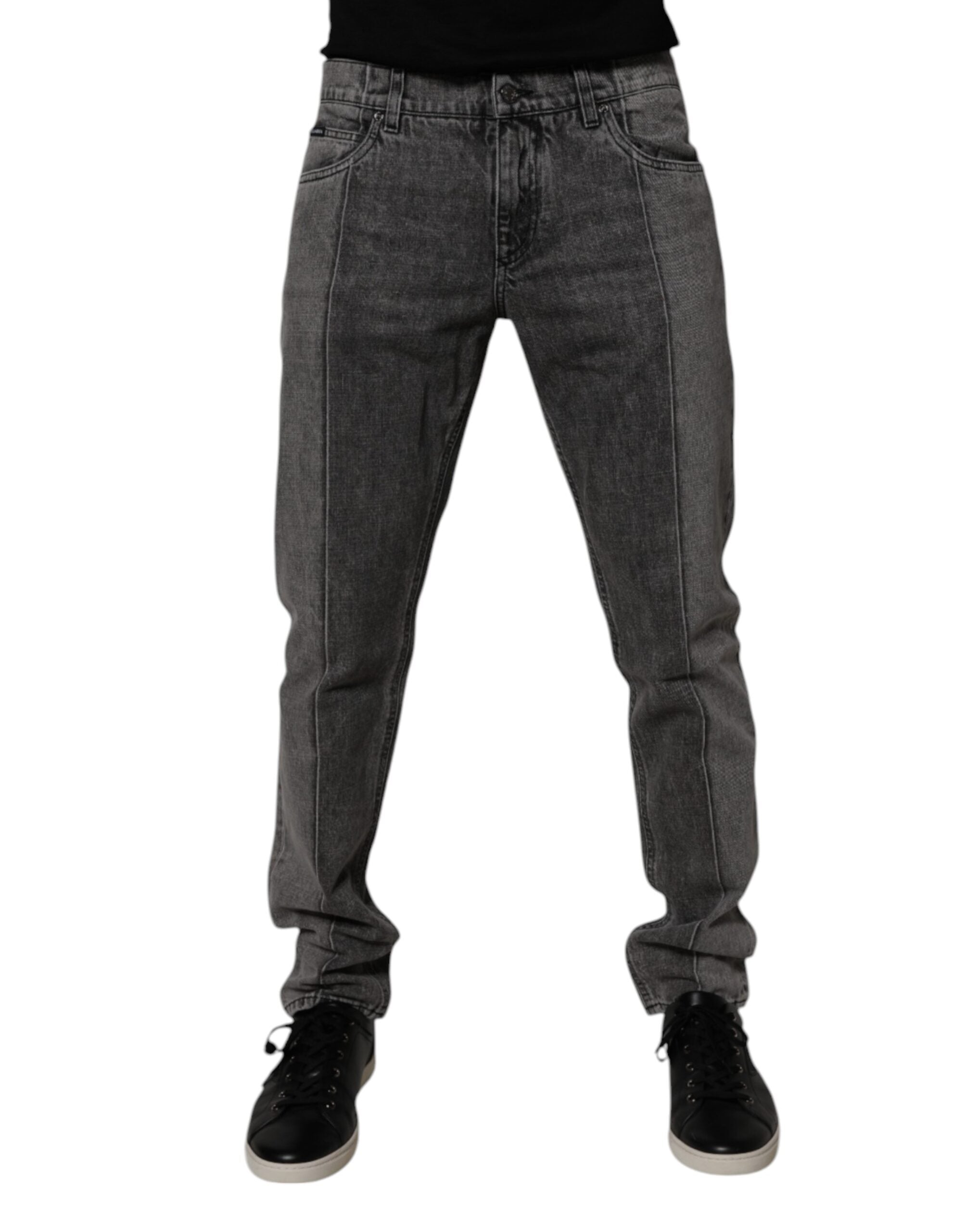 Dolce & Gabbana Two-Tone Gray Cotton Denim Jeans