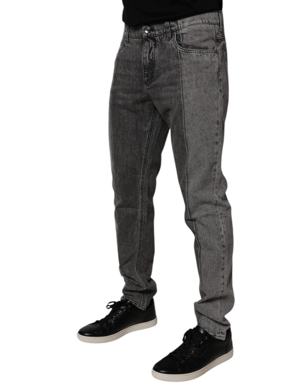 Dolce & Gabbana Two-Tone Gray Cotton Denim Jeans