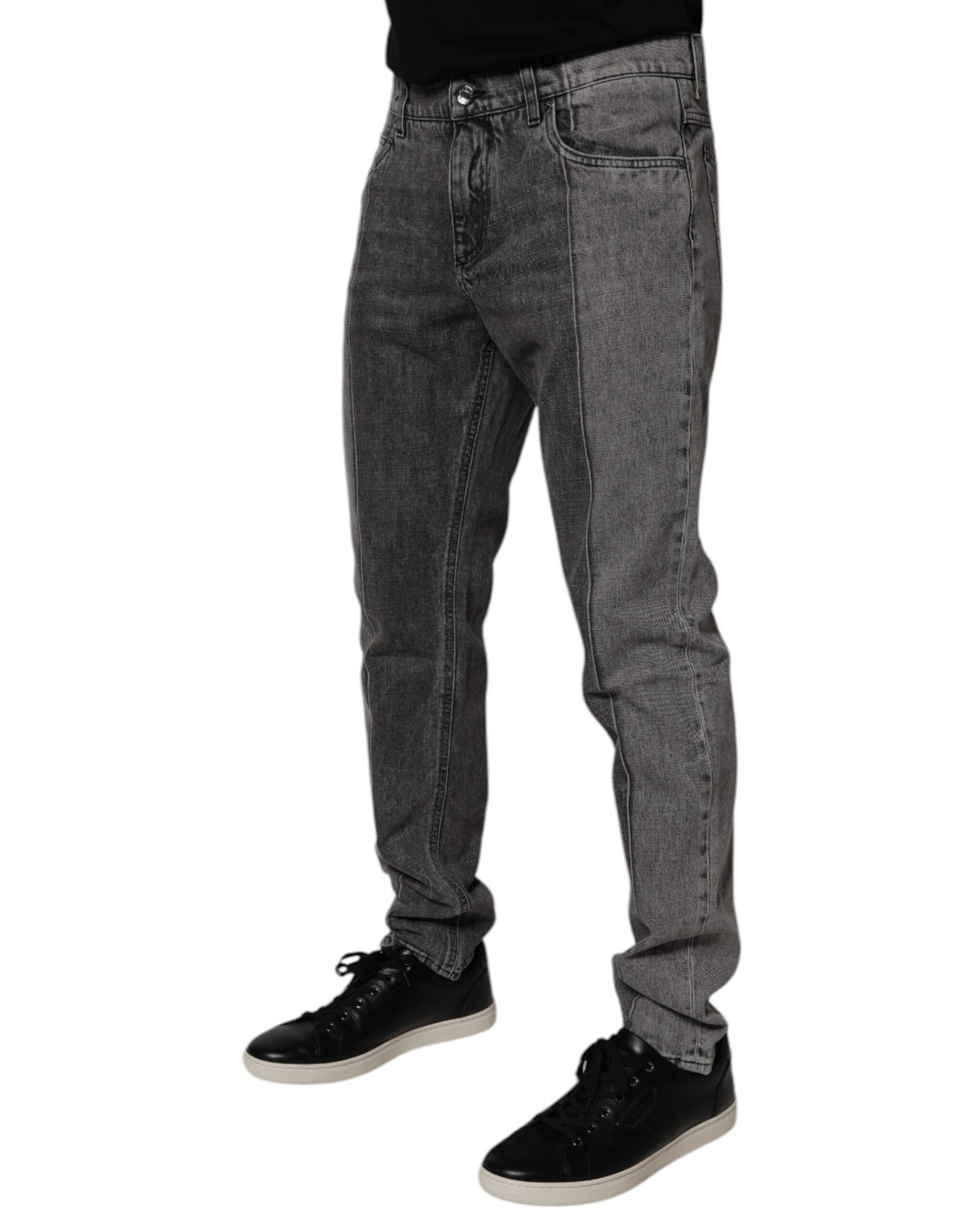 Dolce & Gabbana Two-Tone Gray Cotton Denim Jeans